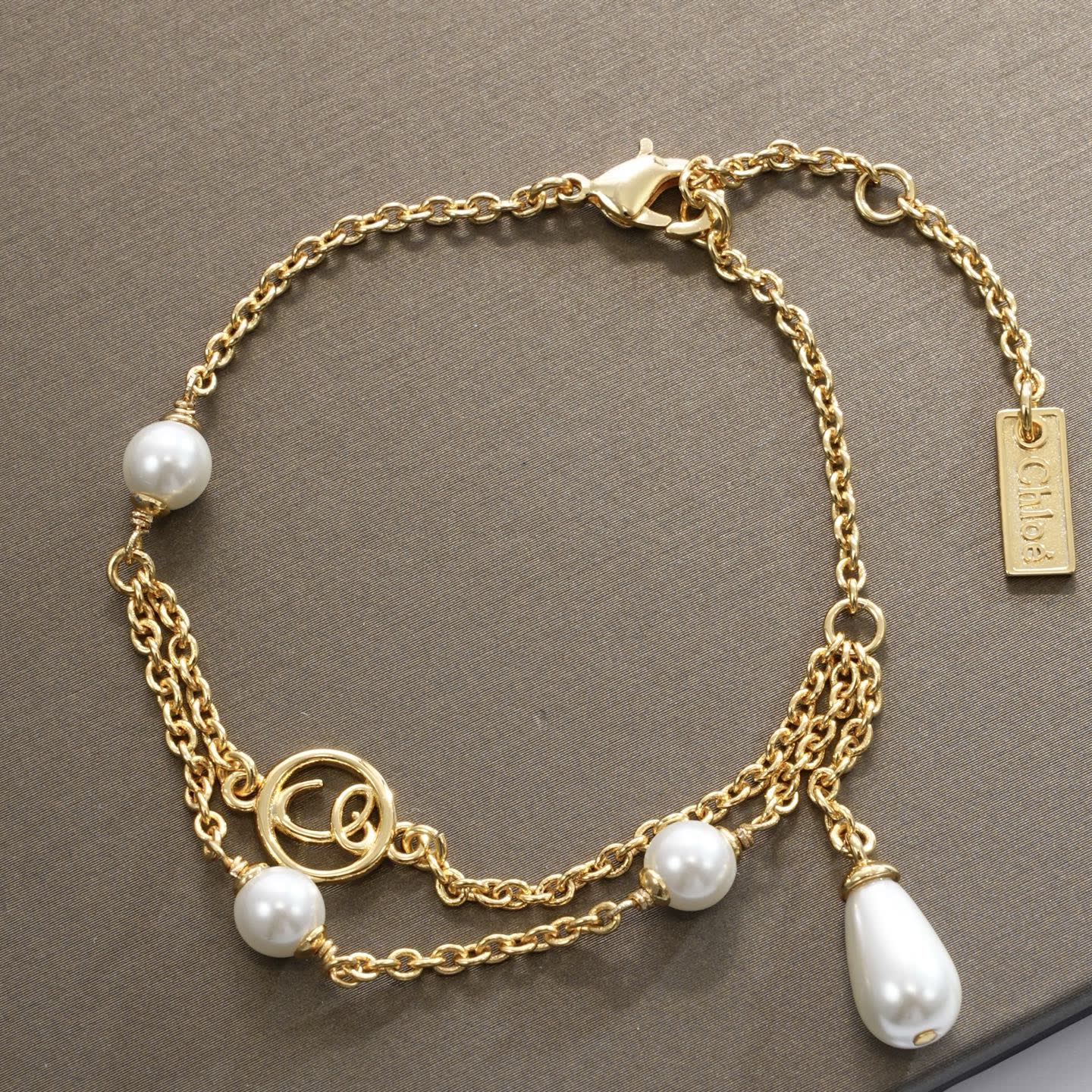 Chloe Chloé Gold-Tone Pearl Bracelet
