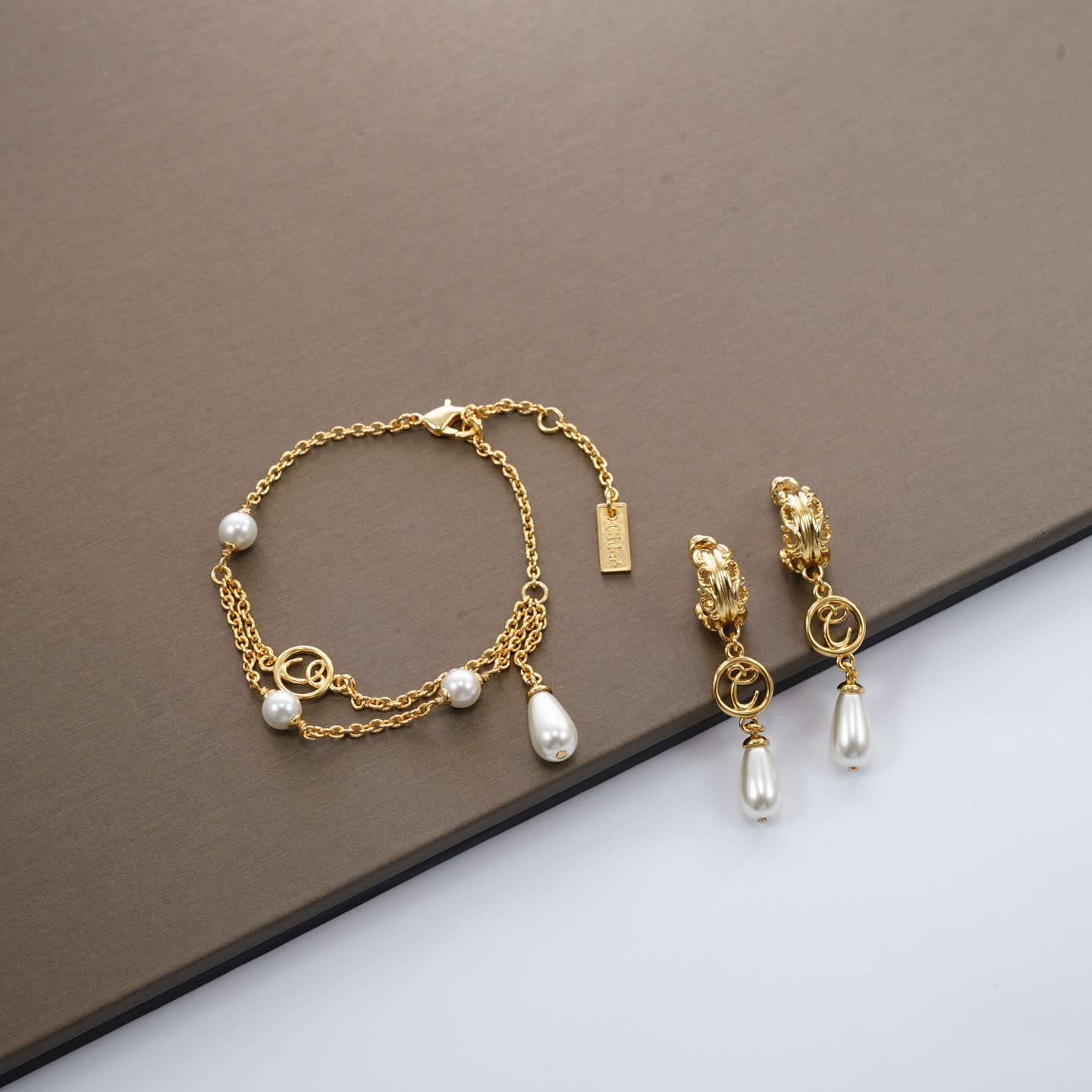 Chloe Chloé Gold-Tone Pearl Bracelet