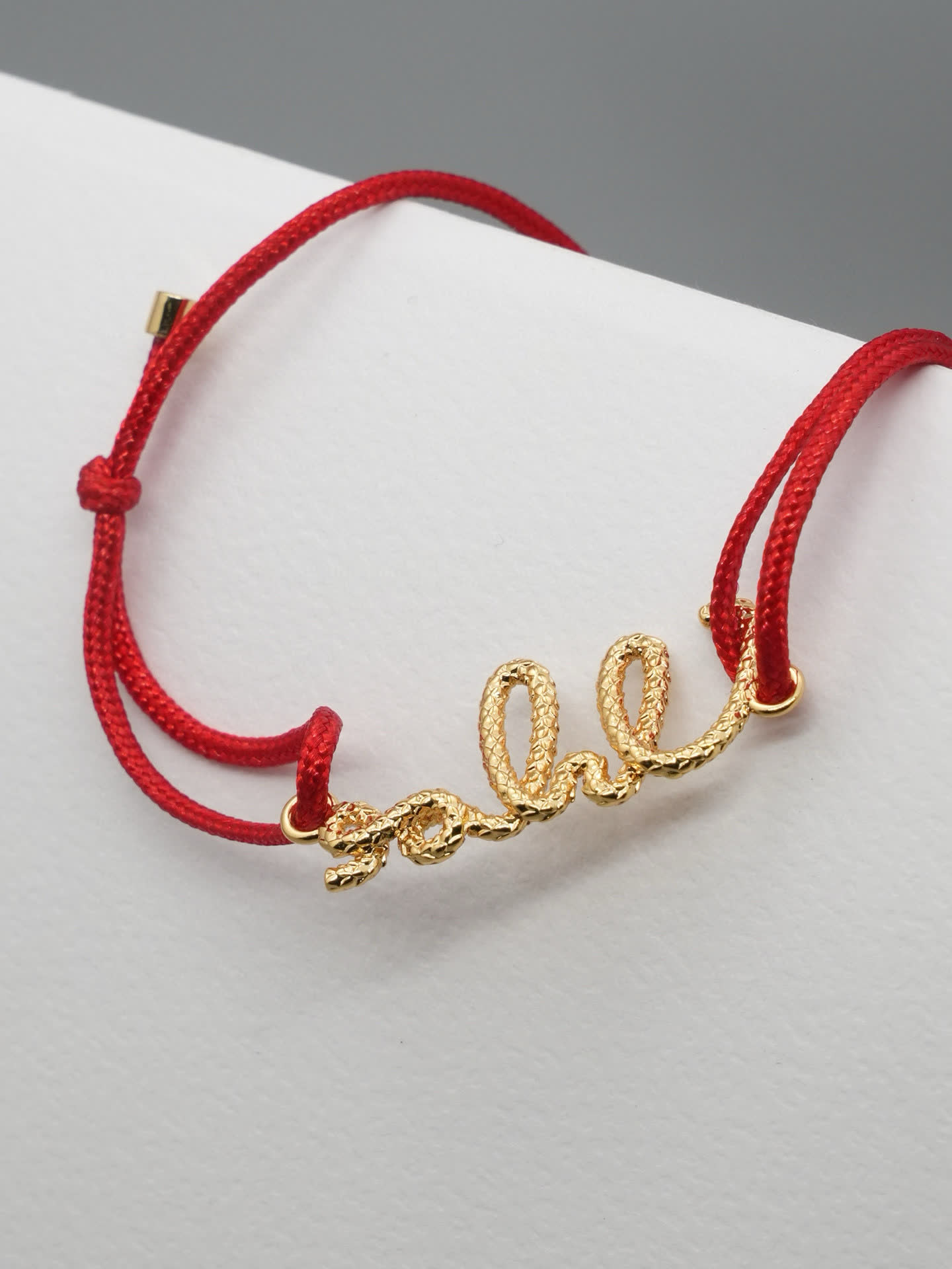 Chloe Chloé Red Rope Bracelet with Gold 'Chloé' Charm