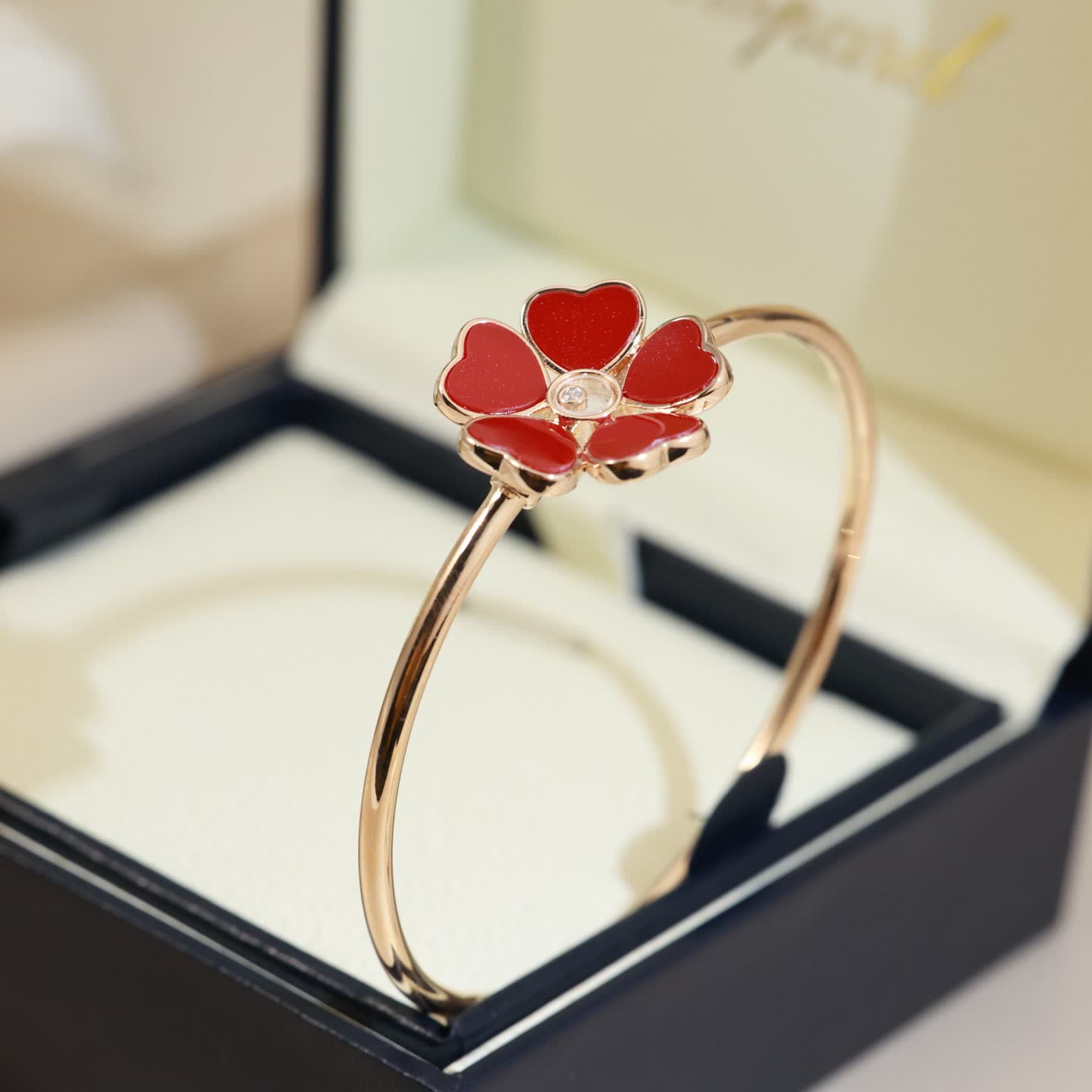 Chopard Gold Red Heart Flower Bracelet