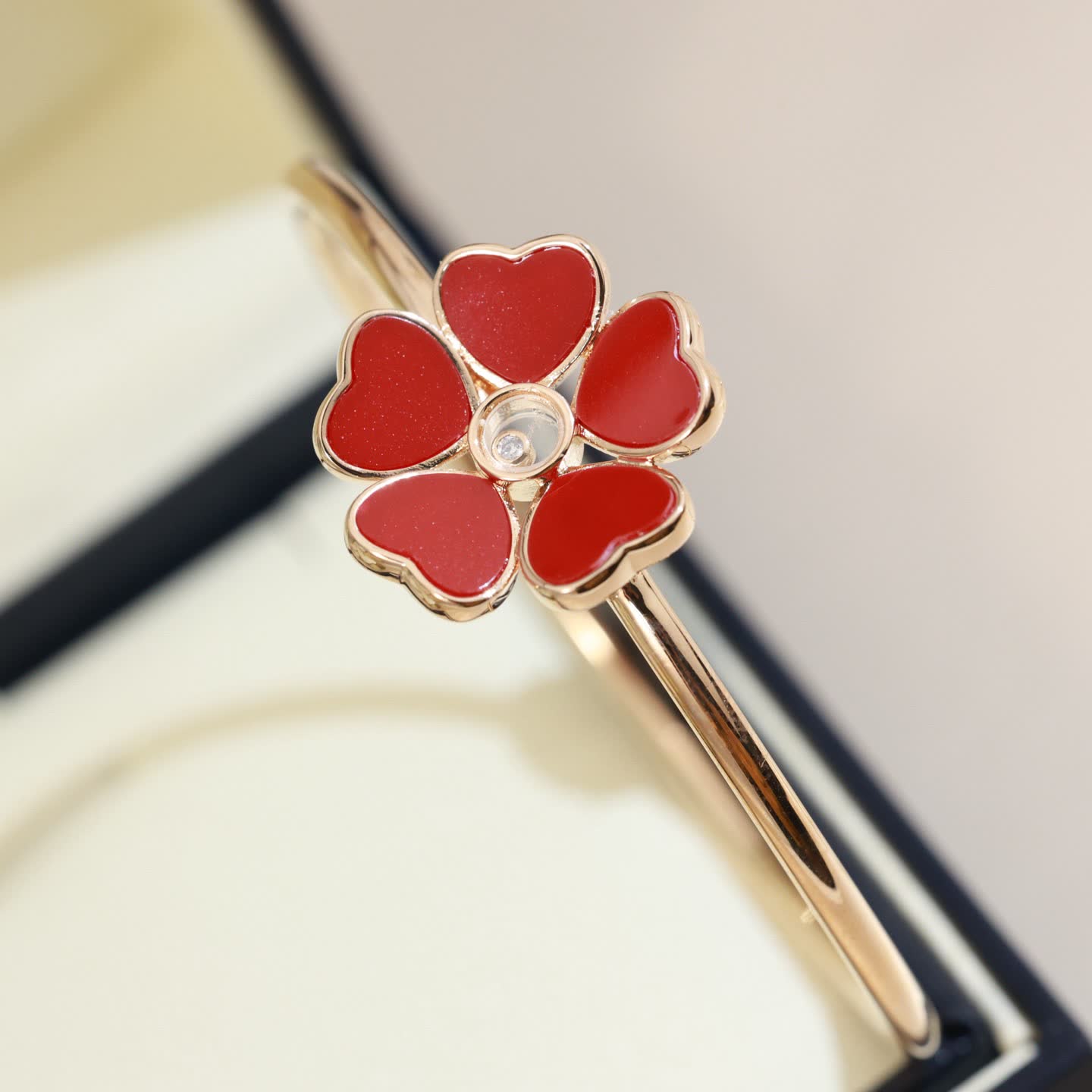 Chopard Gold Red Heart Flower Bracelet