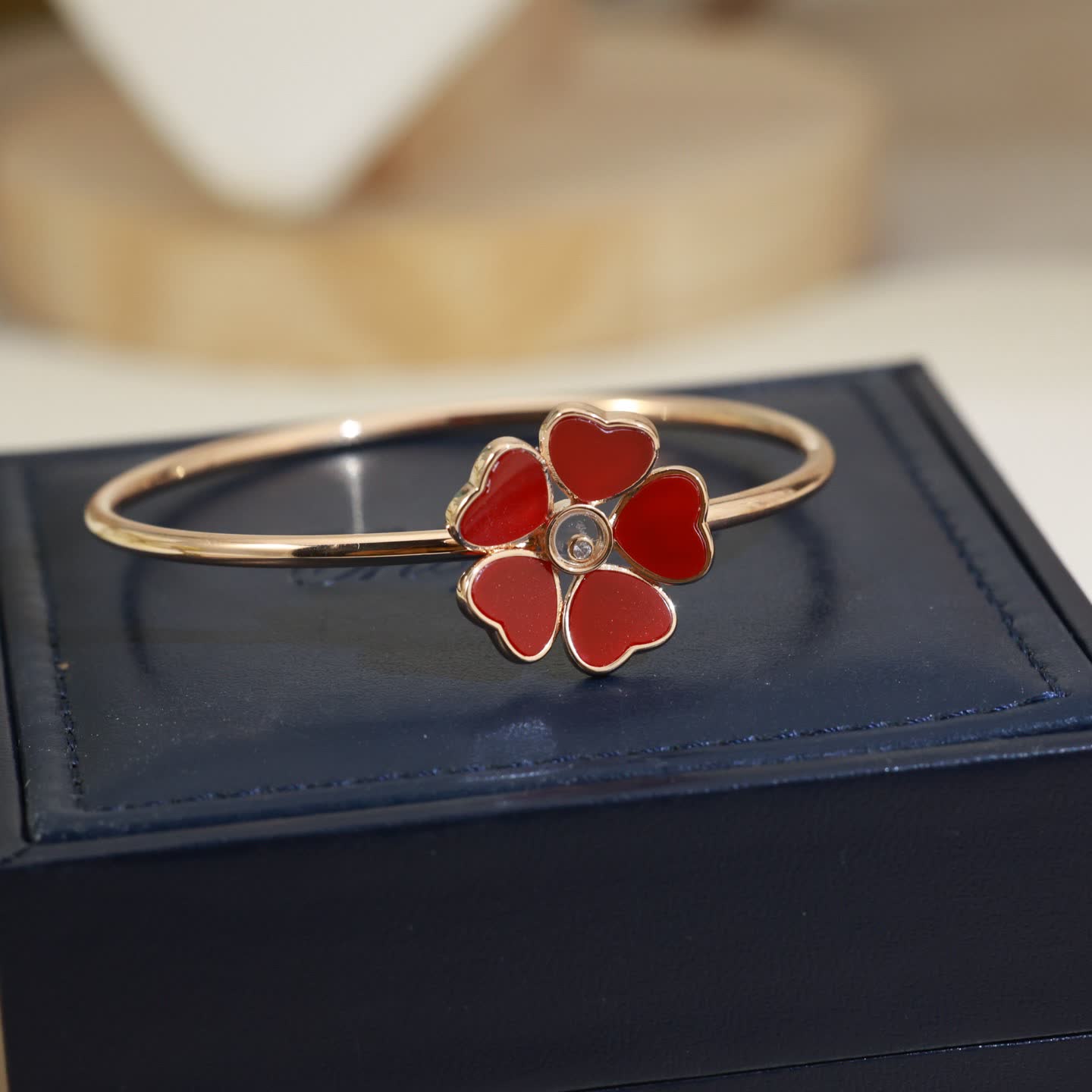 Chopard Gold Red Heart Flower Bracelet