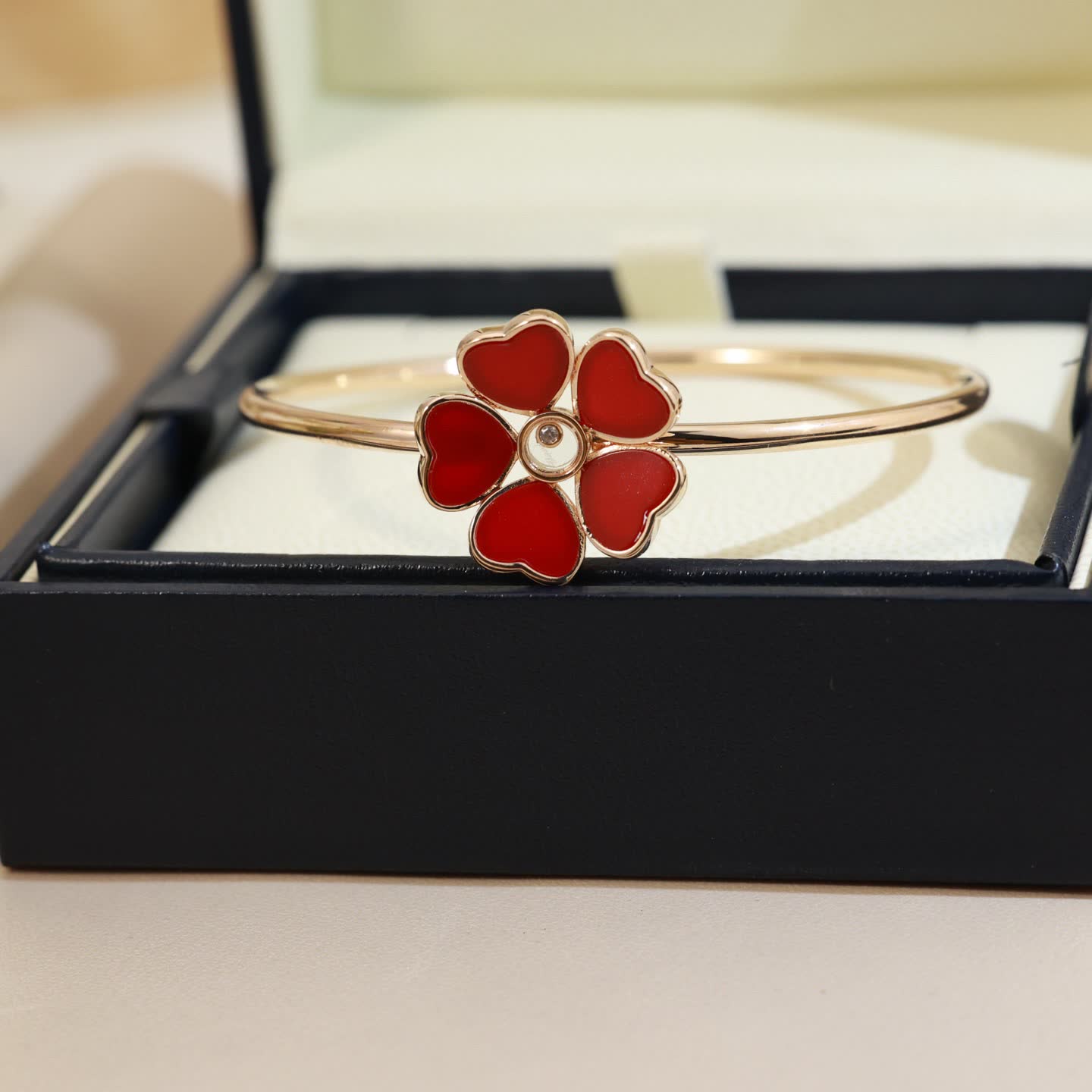 Chopard Gold Red Heart Flower Bracelet