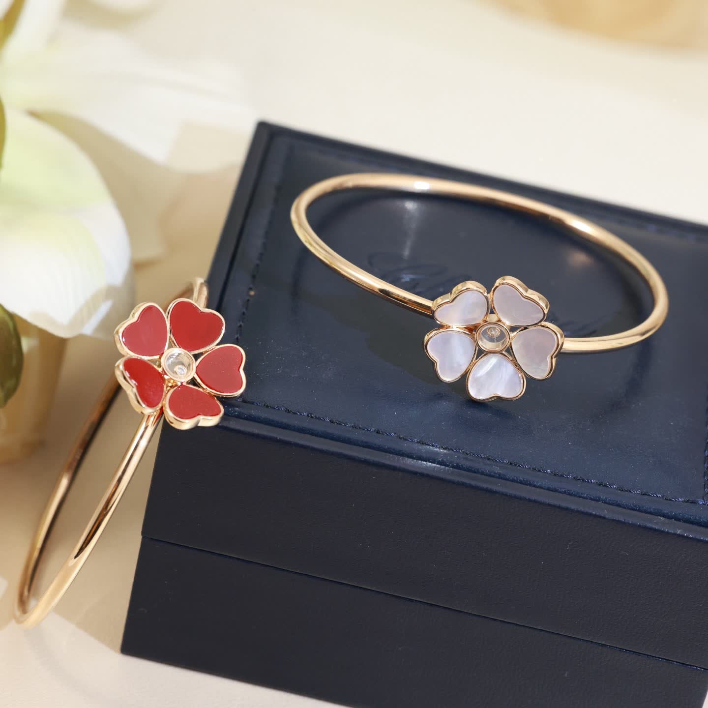 Chopard Gold Red Heart Flower Bracelet