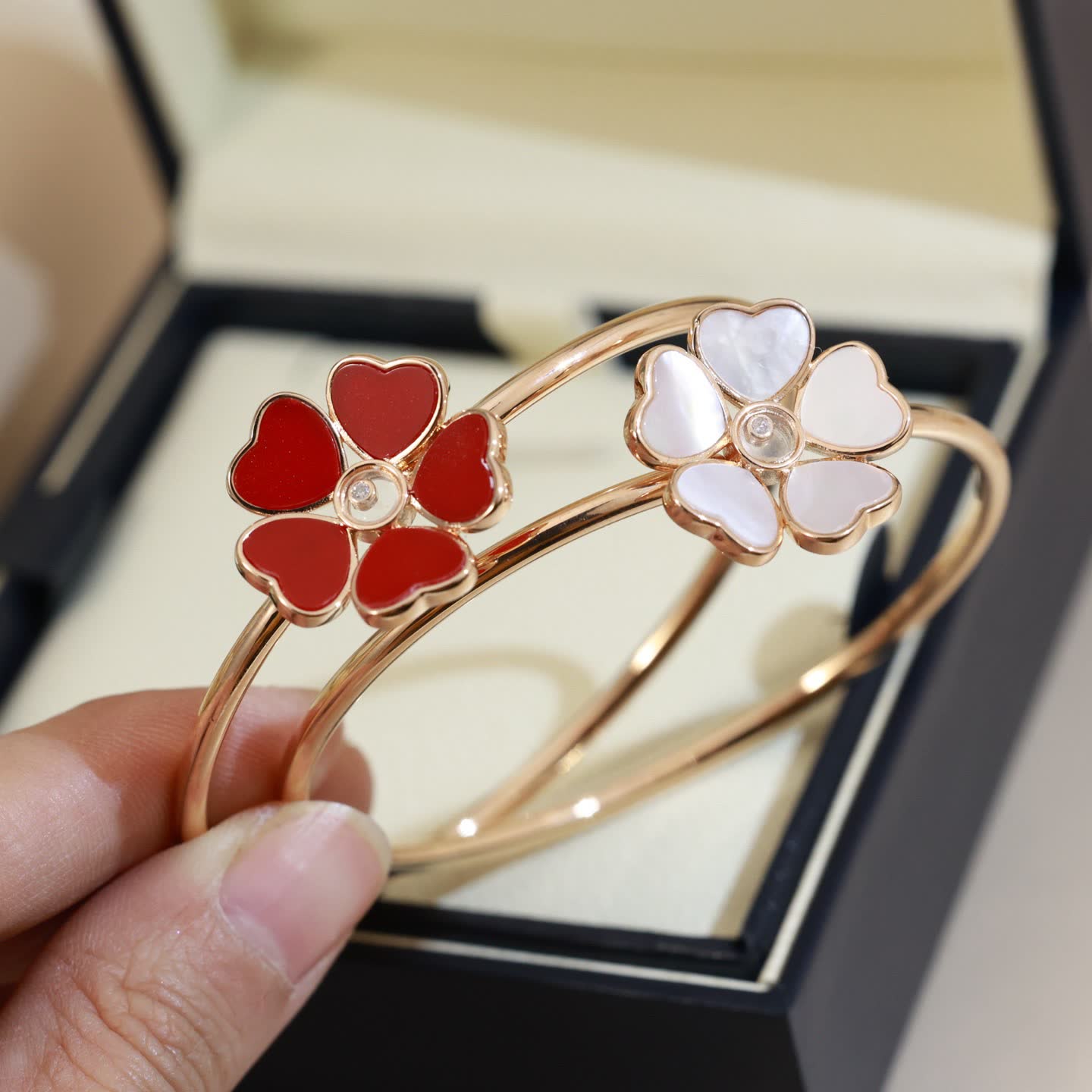 Chopard Gold Red Heart Flower Bracelet