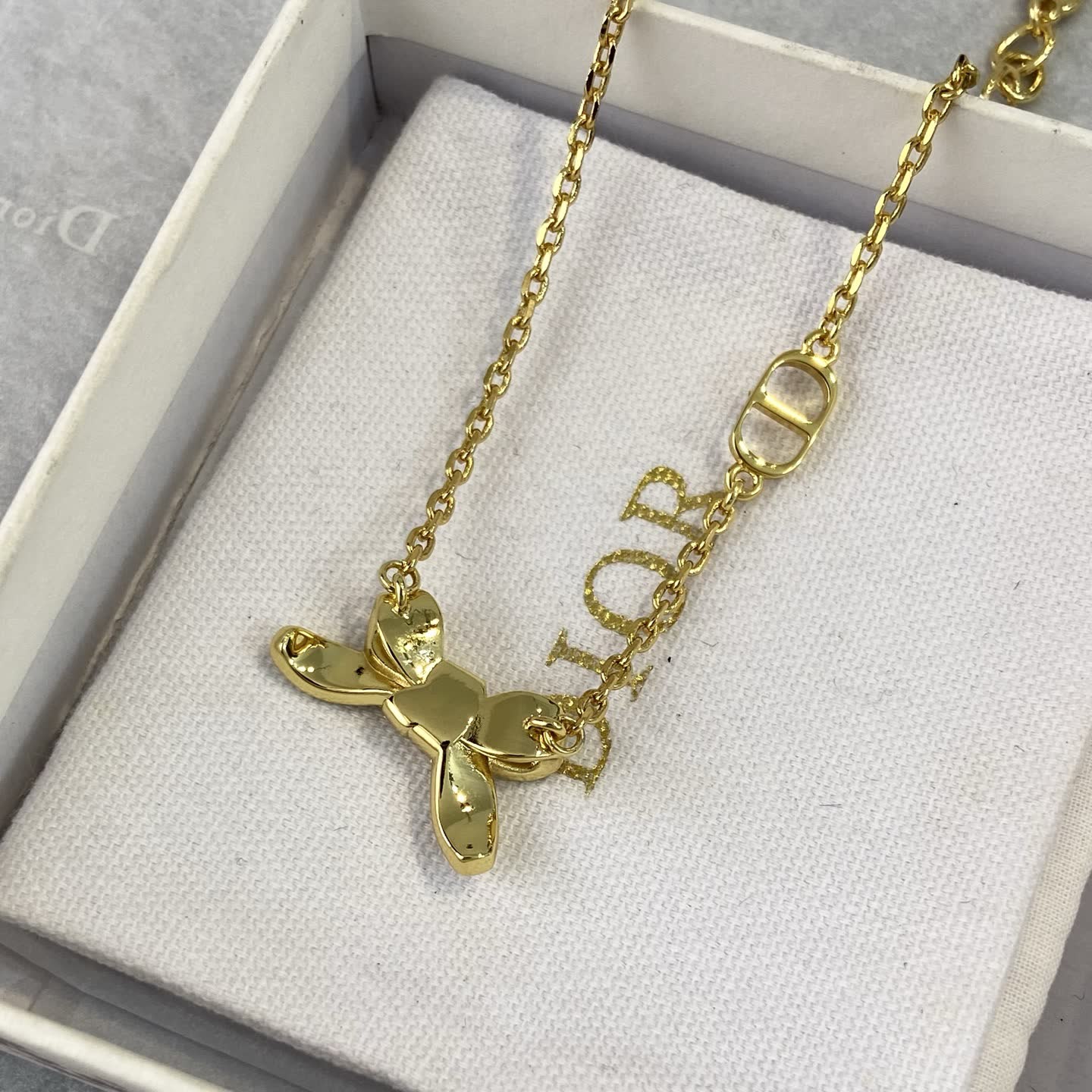 Dior Gold Tone Crystal Butterfly Charm Bracelet