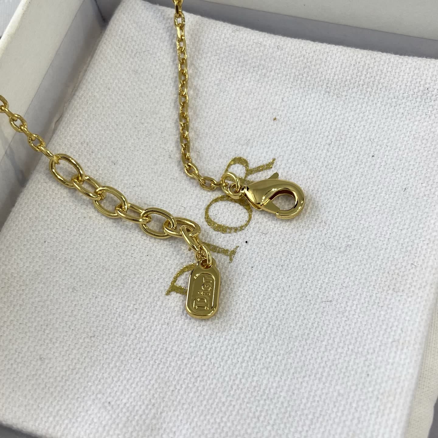 Dior Gold Tone Crystal Butterfly Charm Bracelet