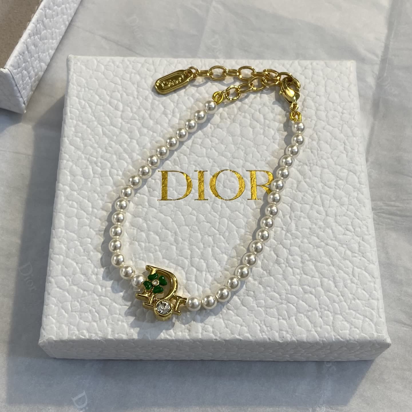 Dior Pearl Bracelet with Logo Charm