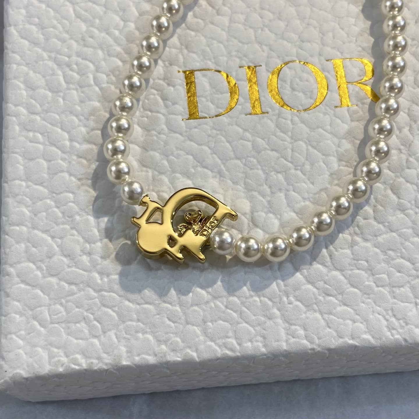 Dior Pearl Bracelet with Logo Charm