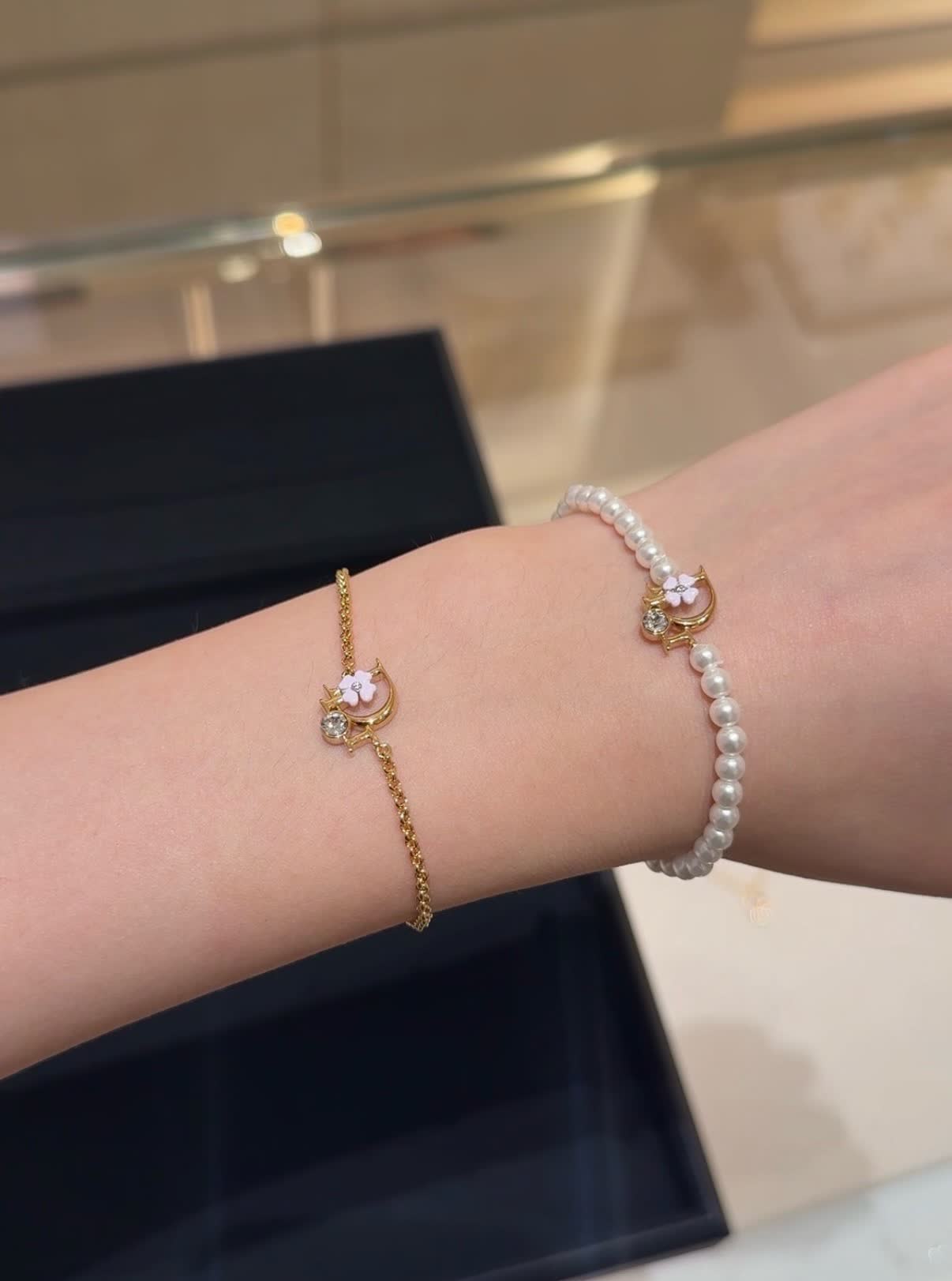 Dior Pearl Bracelet with Logo Charm