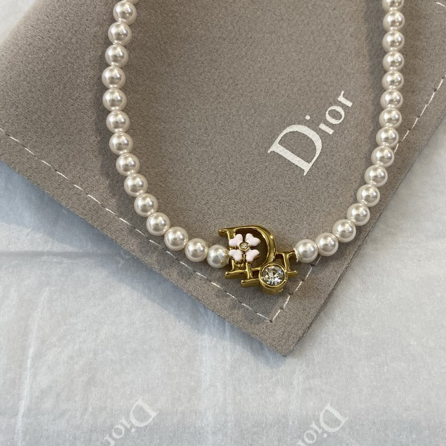 Dior Pearl Bracelet with Gold Charm