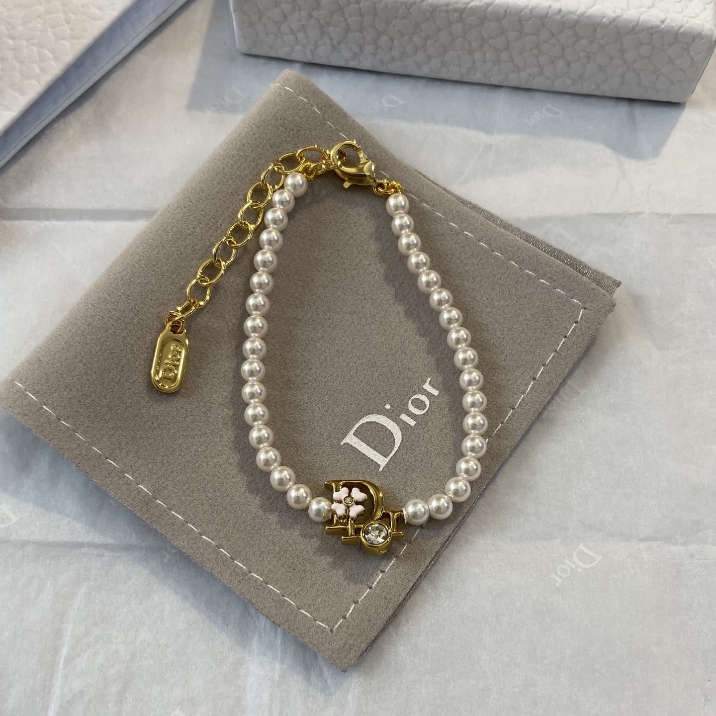Dior Pearl Bracelet with Gold Charm