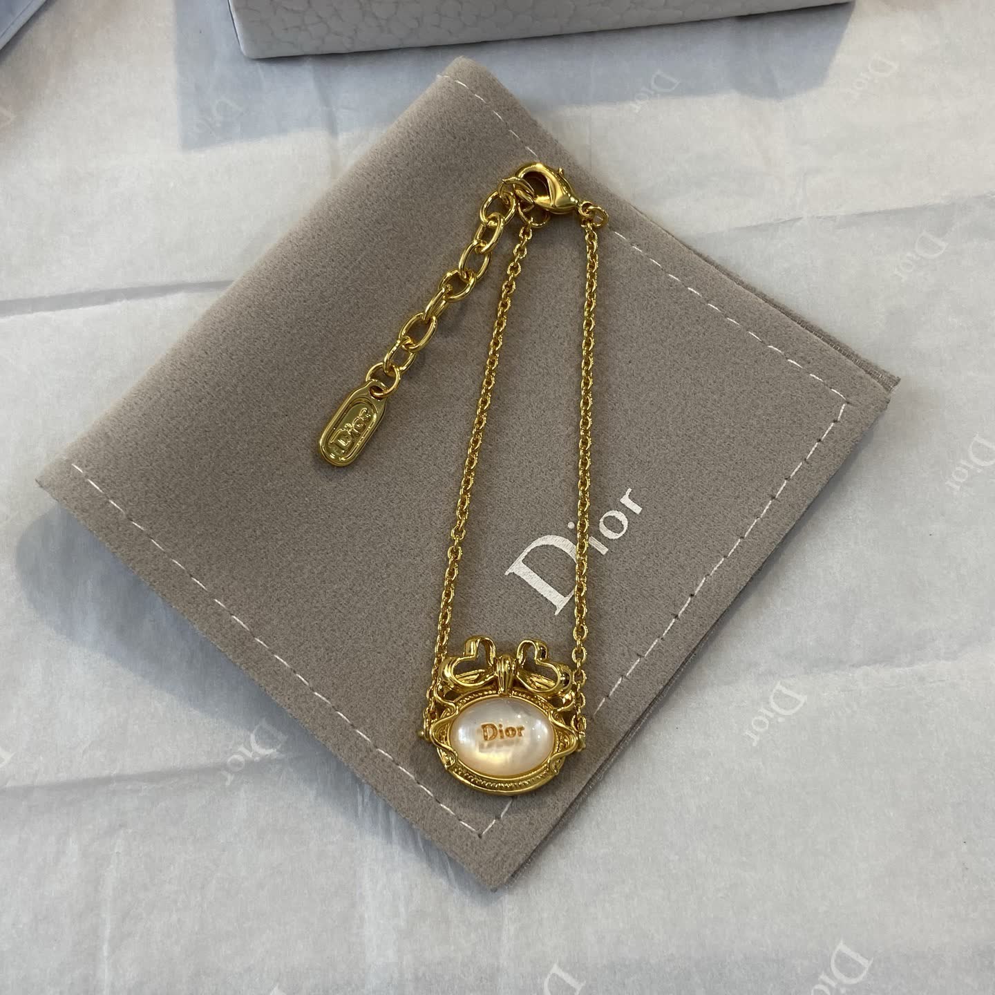 Dior Gold Tone Pearl Charm Bracelet Dior Gold Tone Pearl Charm Bracelet