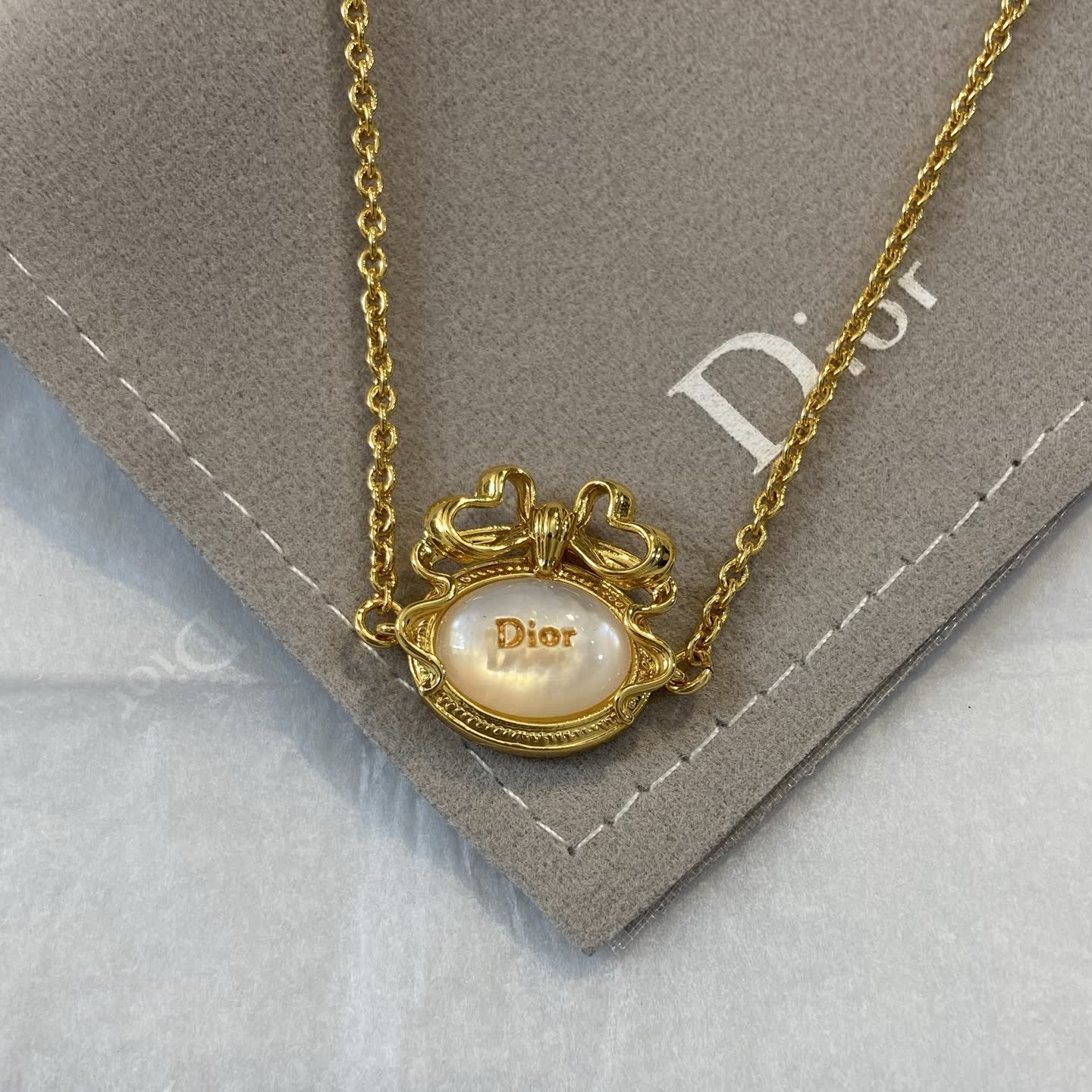 Dior Gold Tone Pearl Charm Bracelet