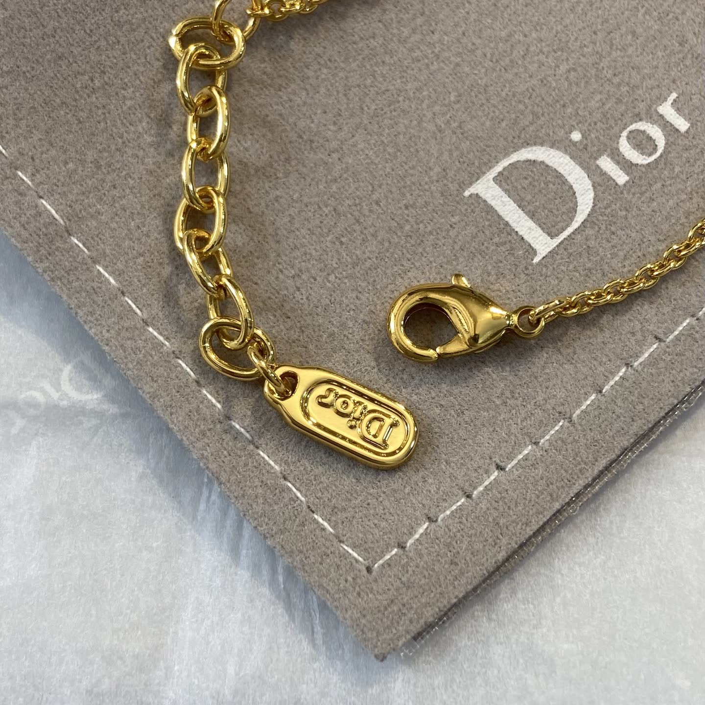 Dior Gold Tone Pearl Charm Bracelet