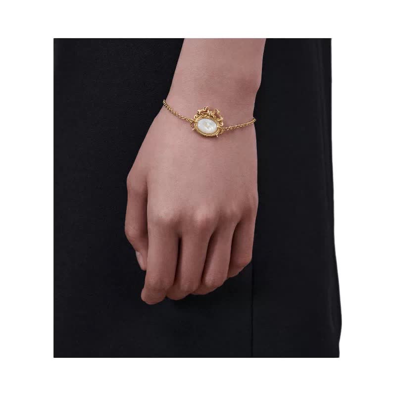 Dior Gold Tone Pearl Charm Bracelet