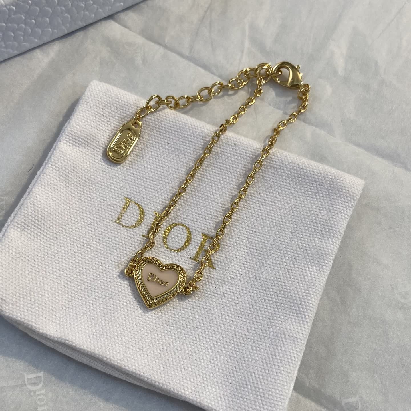 Dior Gold Heart Charm Bracelet