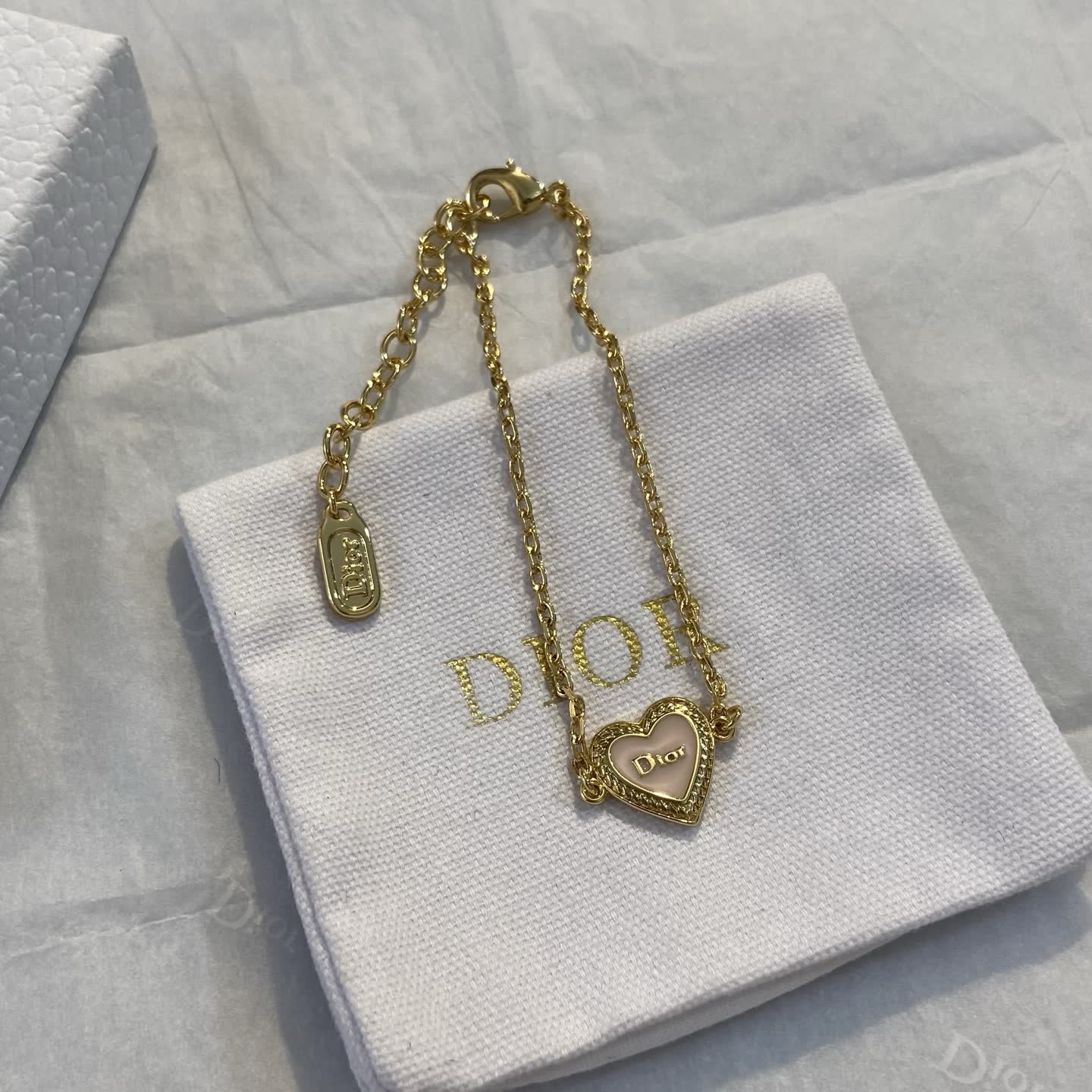 Dior Gold Heart Charm Bracelet