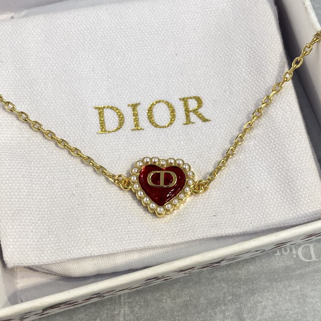 Dior Gold Tone Red Heart Bracelet
