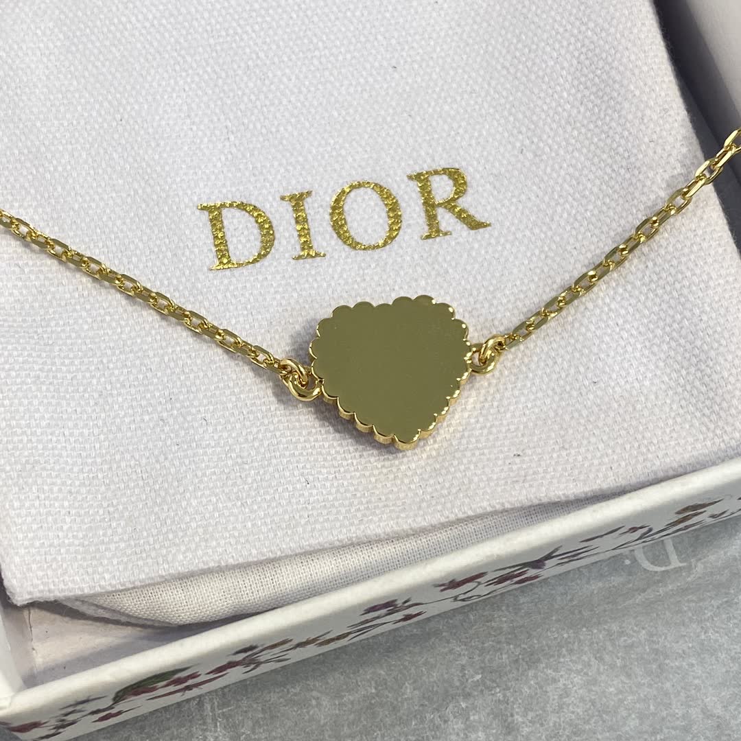 Dior Gold Tone Red Heart Bracelet