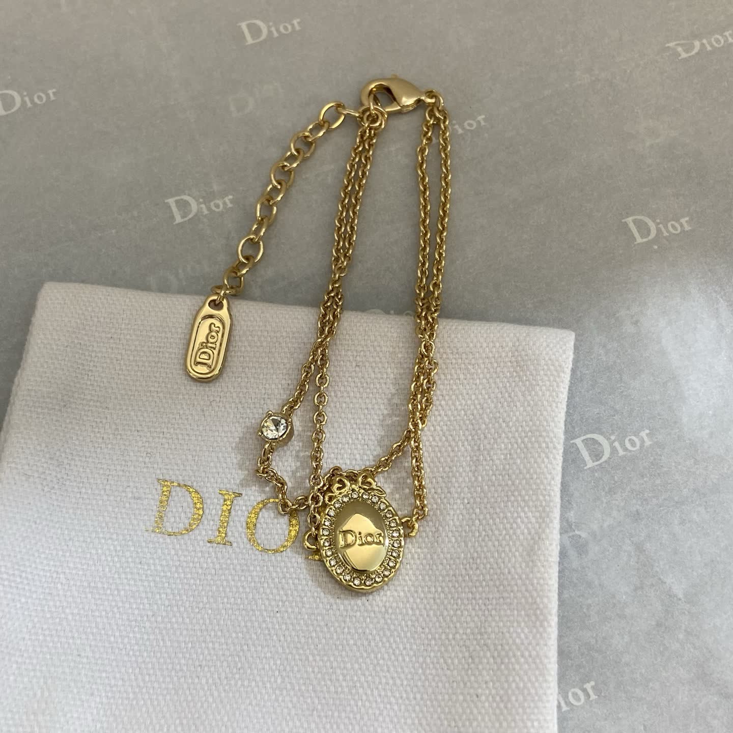 Dior Gold Tone Bracelet with Crystal Accents Dior Gold Tone Bracelet with Crystal Accents