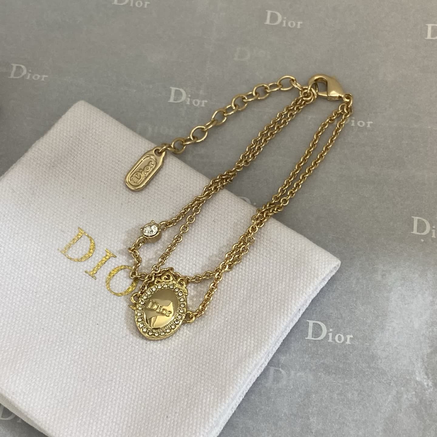 Dior Gold Tone Bracelet with Crystal Accents