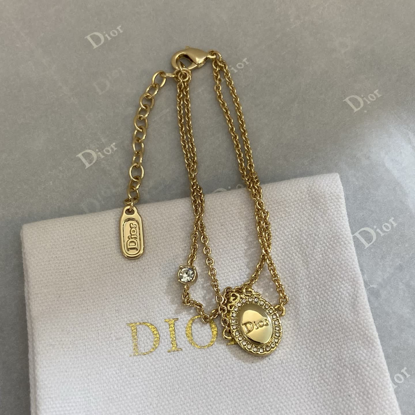 Dior Gold Tone Bracelet with Crystal Accents