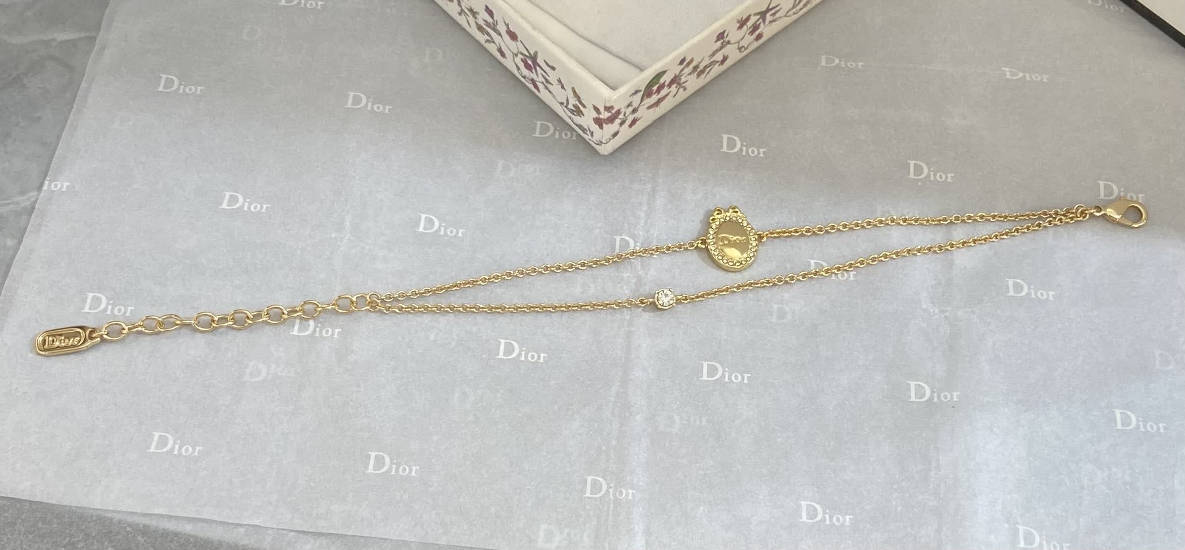 Dior Gold Tone Bracelet with Crystal Accents