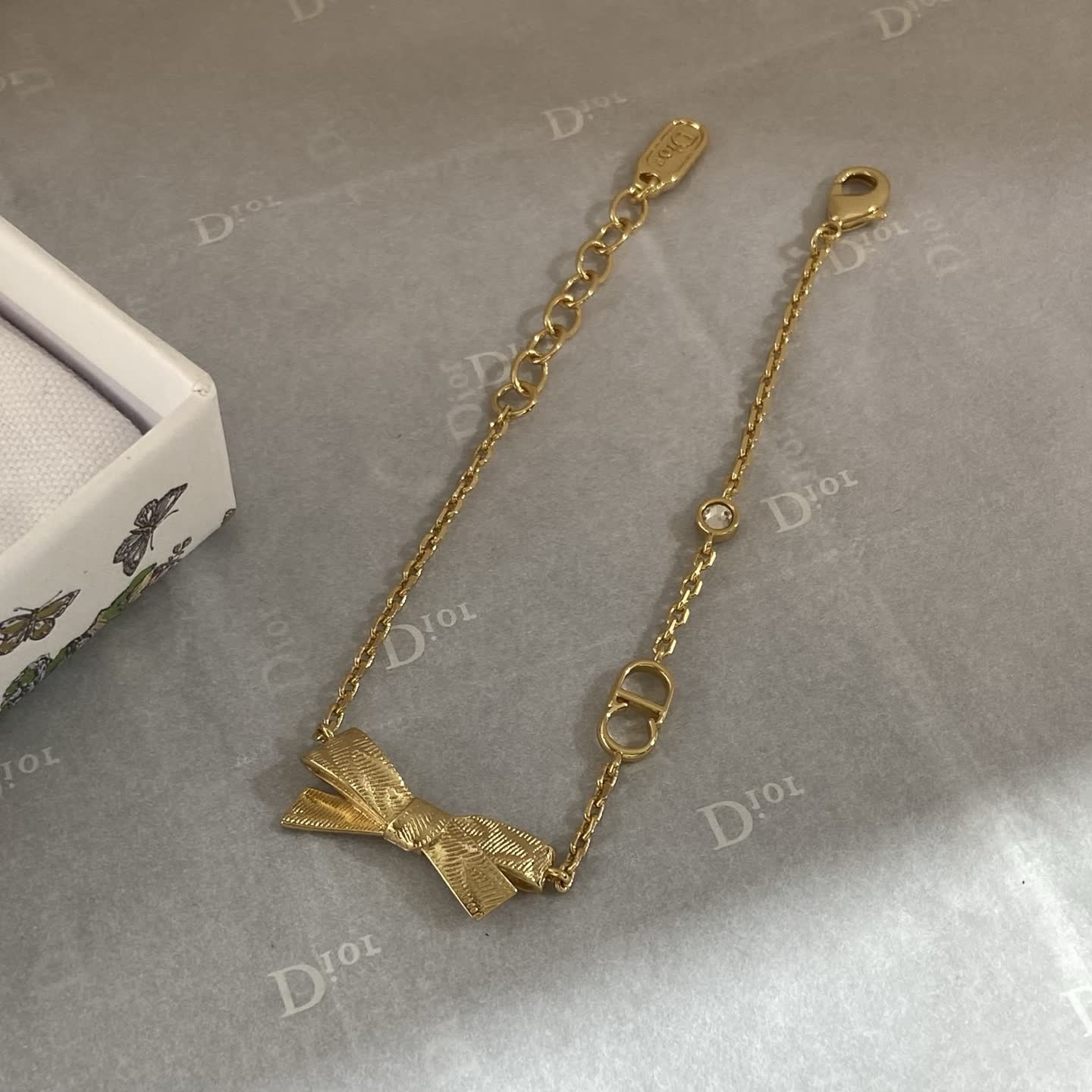 Dior Gold Tone Bow Bracelet