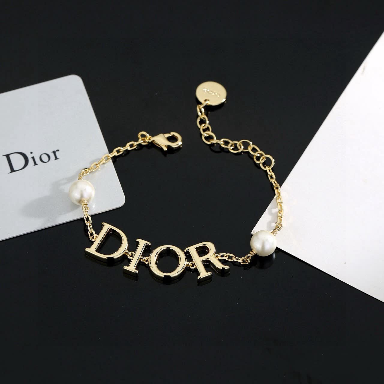 Dior Gold Tone Pearl Bracelet