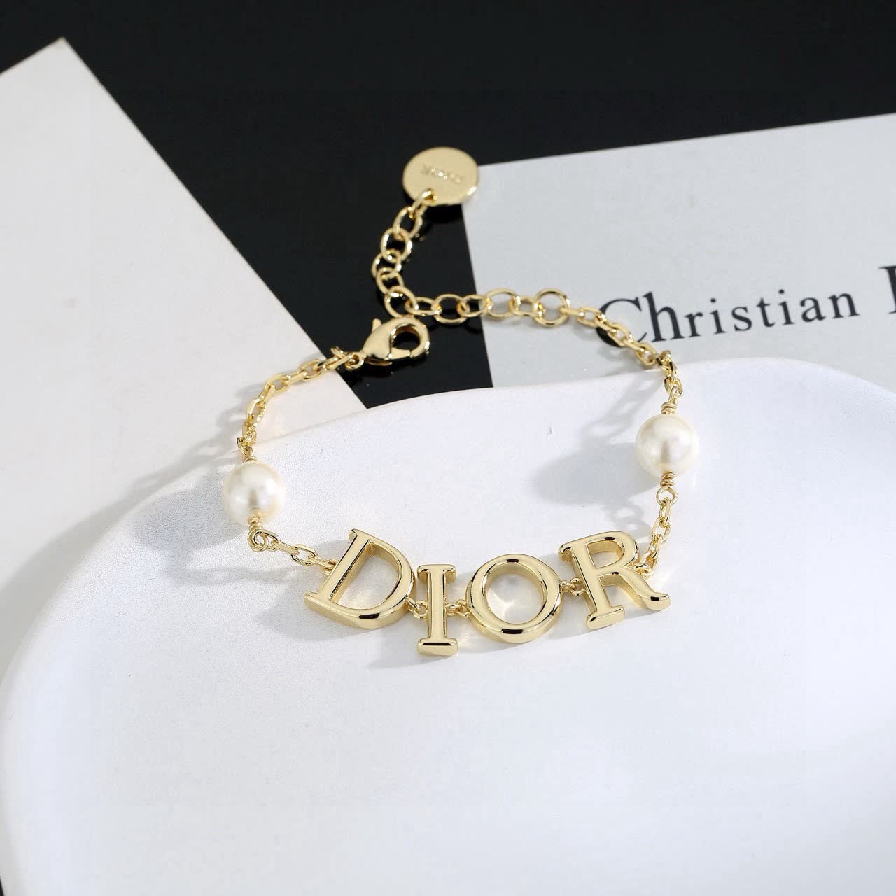 Dior Gold Tone Pearl Bracelet