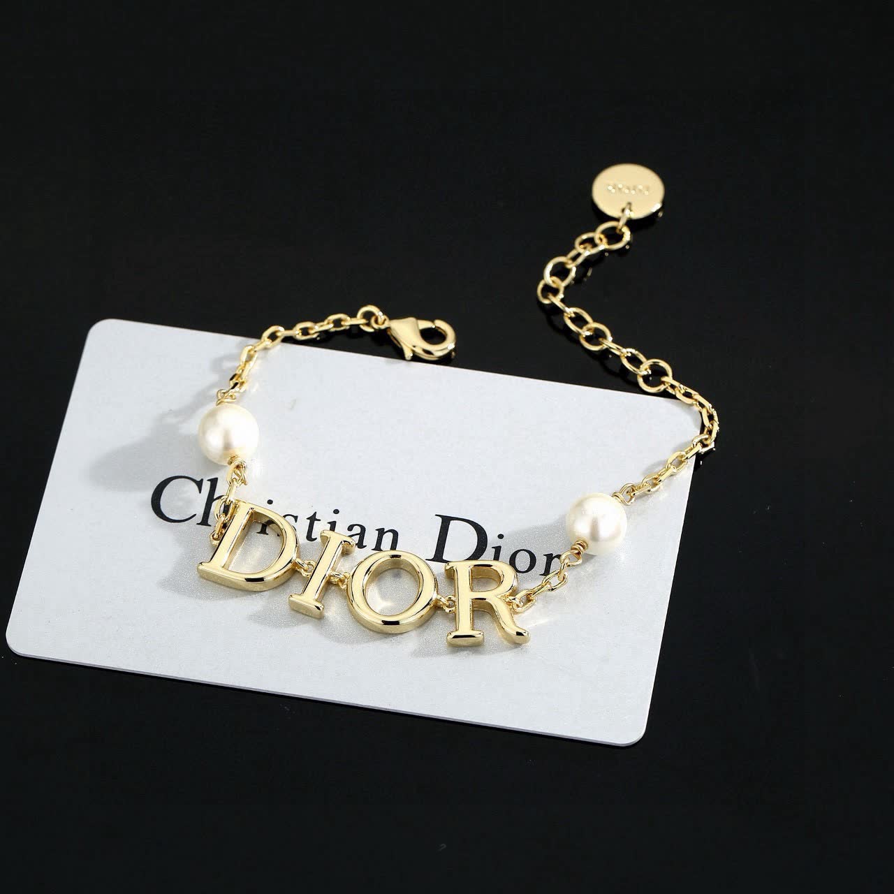 Dior Gold Tone Pearl Bracelet