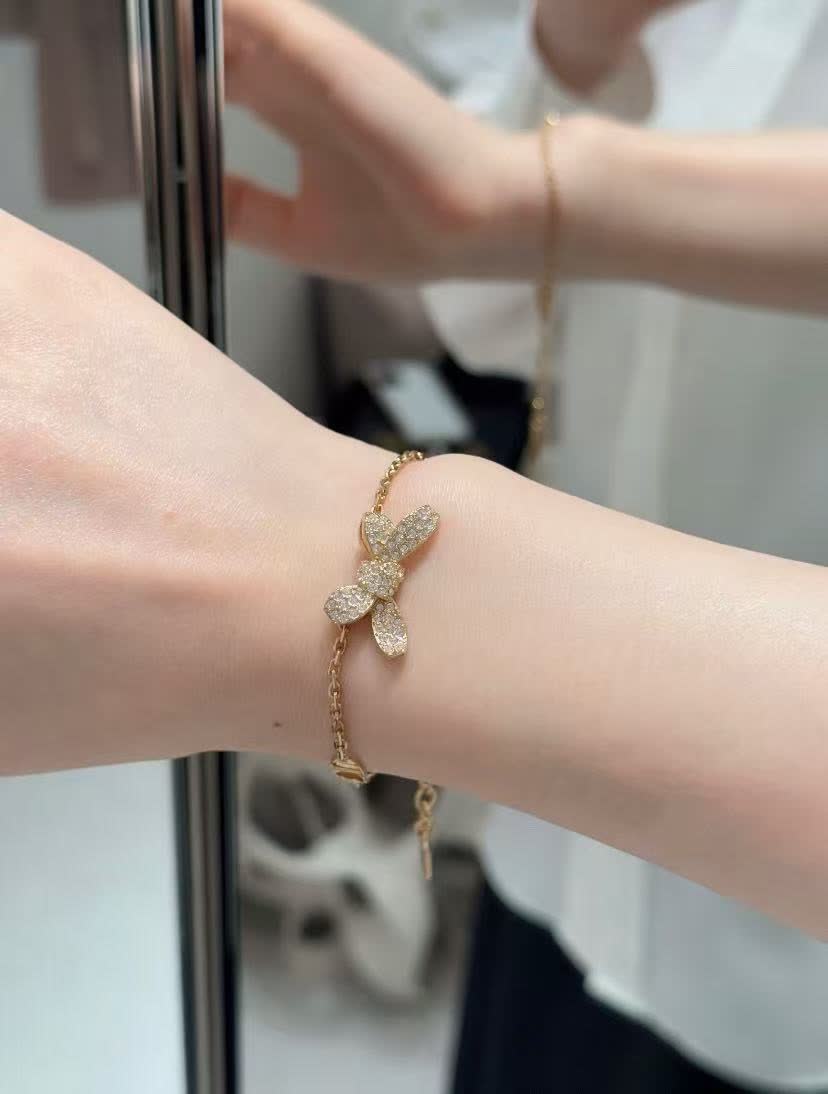 Dior Gold-Tone Crystal Bow Bracelet