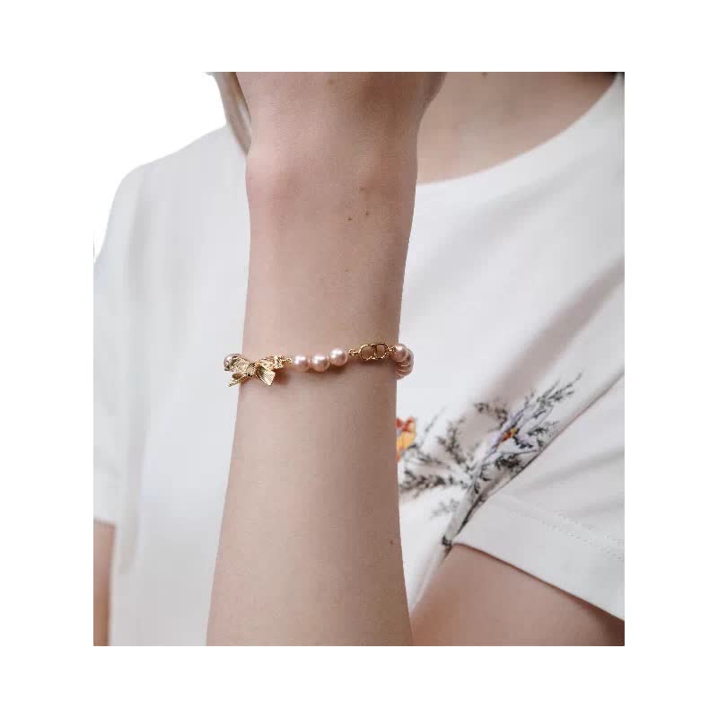 Dior Pearl Bracelet with Gold Bow