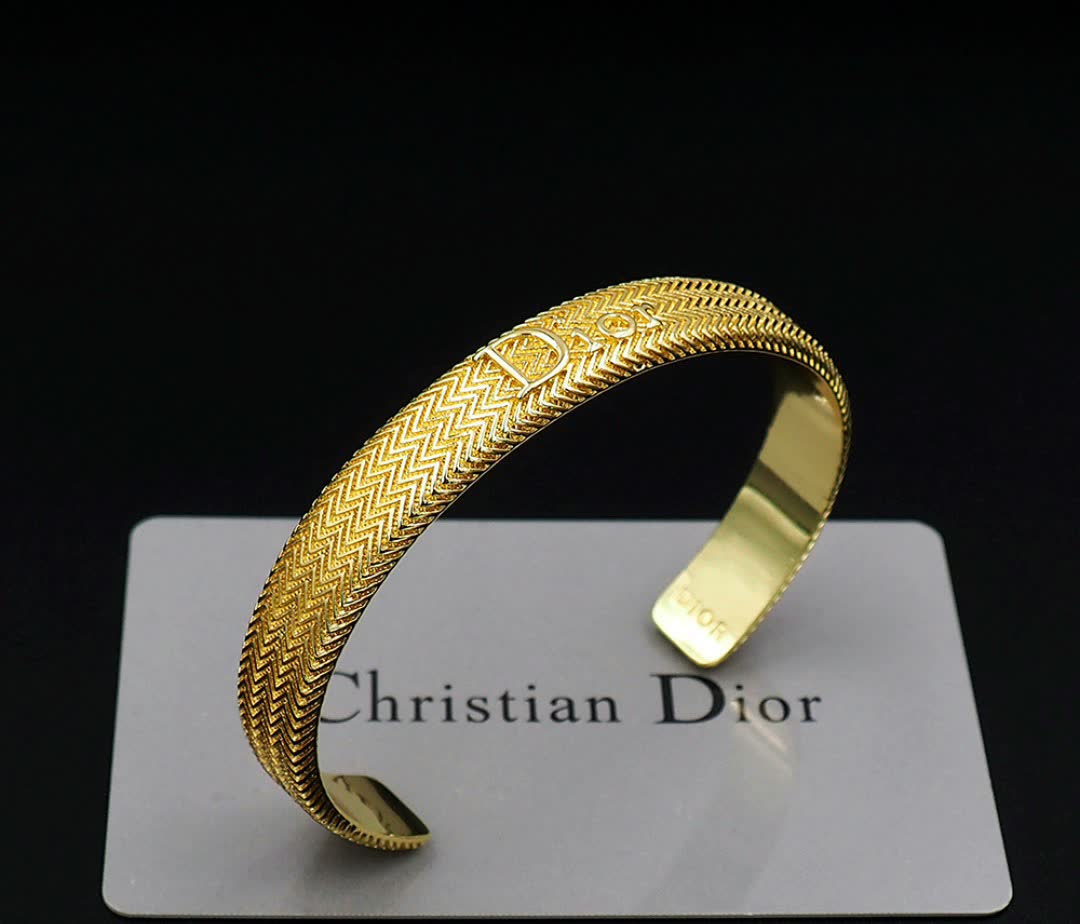 Dior Gold Zigzag Cuff Bracelet