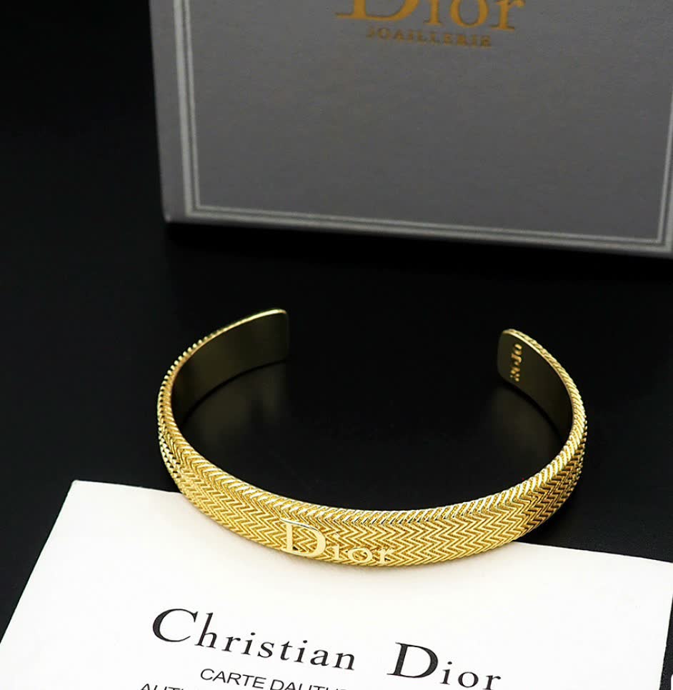 Dior Gold Zigzag Cuff Bracelet