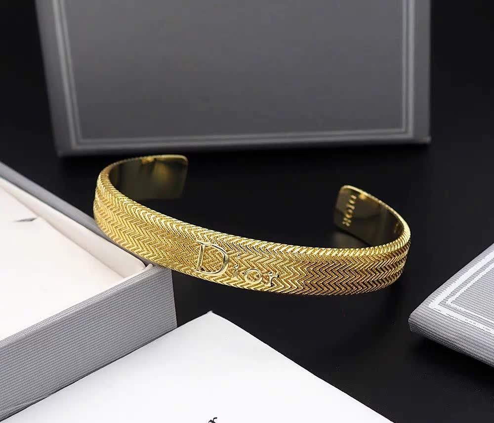 Dior Gold Zigzag Cuff Bracelet