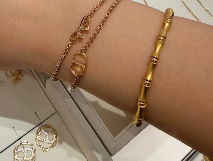 Dior Double 'CD' Logo Bracelet with Pearl