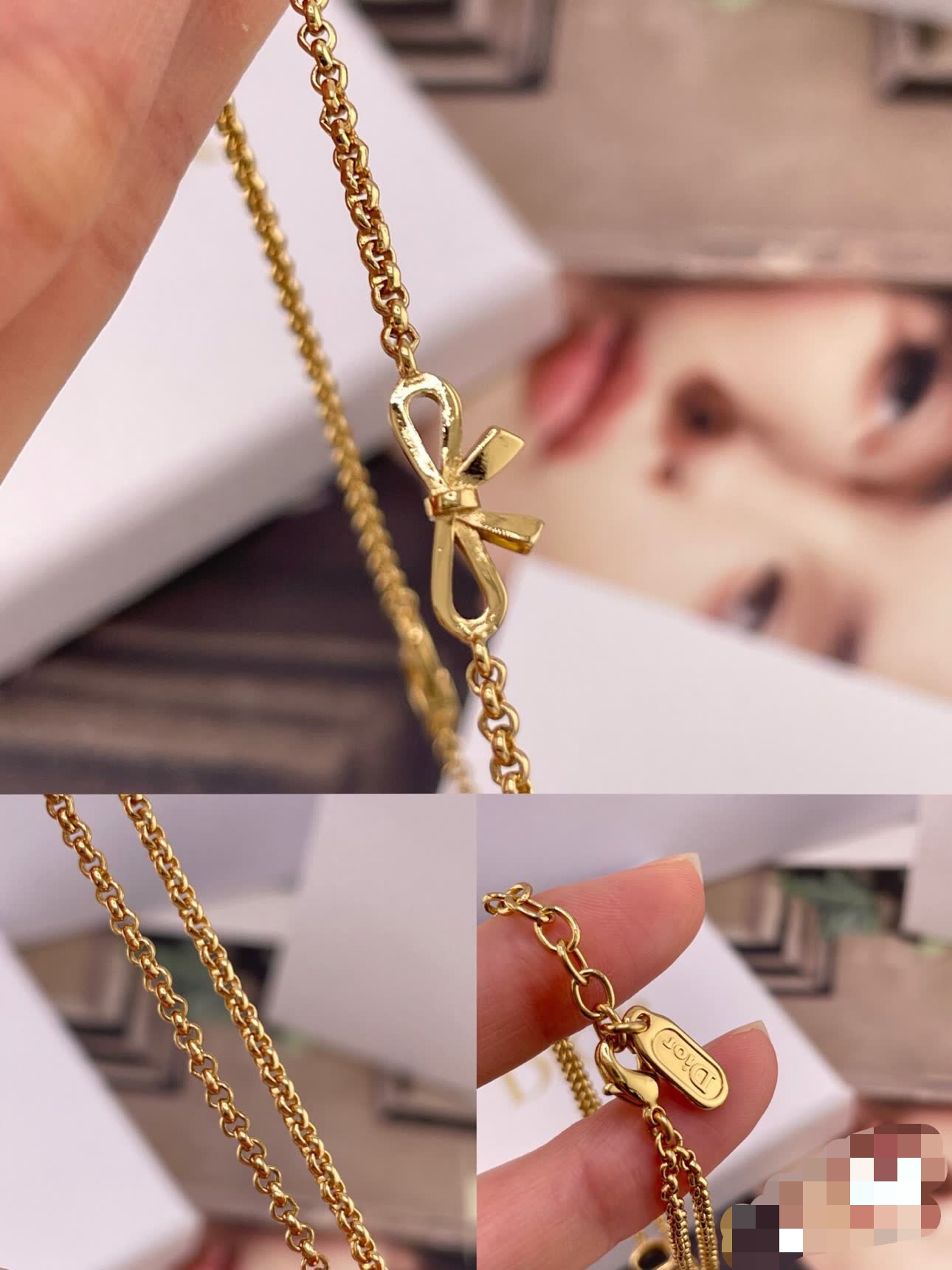Dior Double 'CD' Logo Bracelet with Pearl