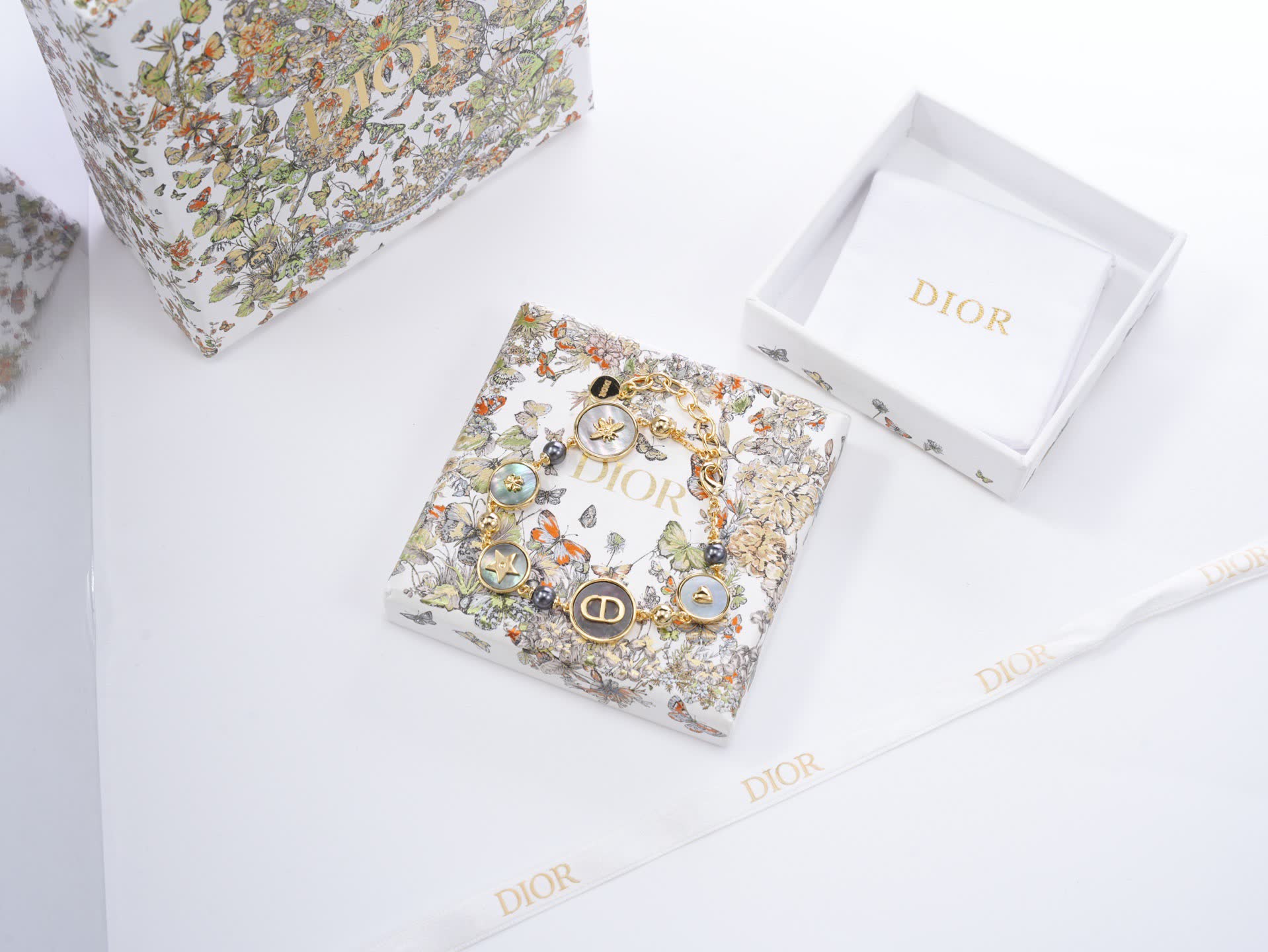 Dior Gold-Tone Bracelet with Pearls and Charms