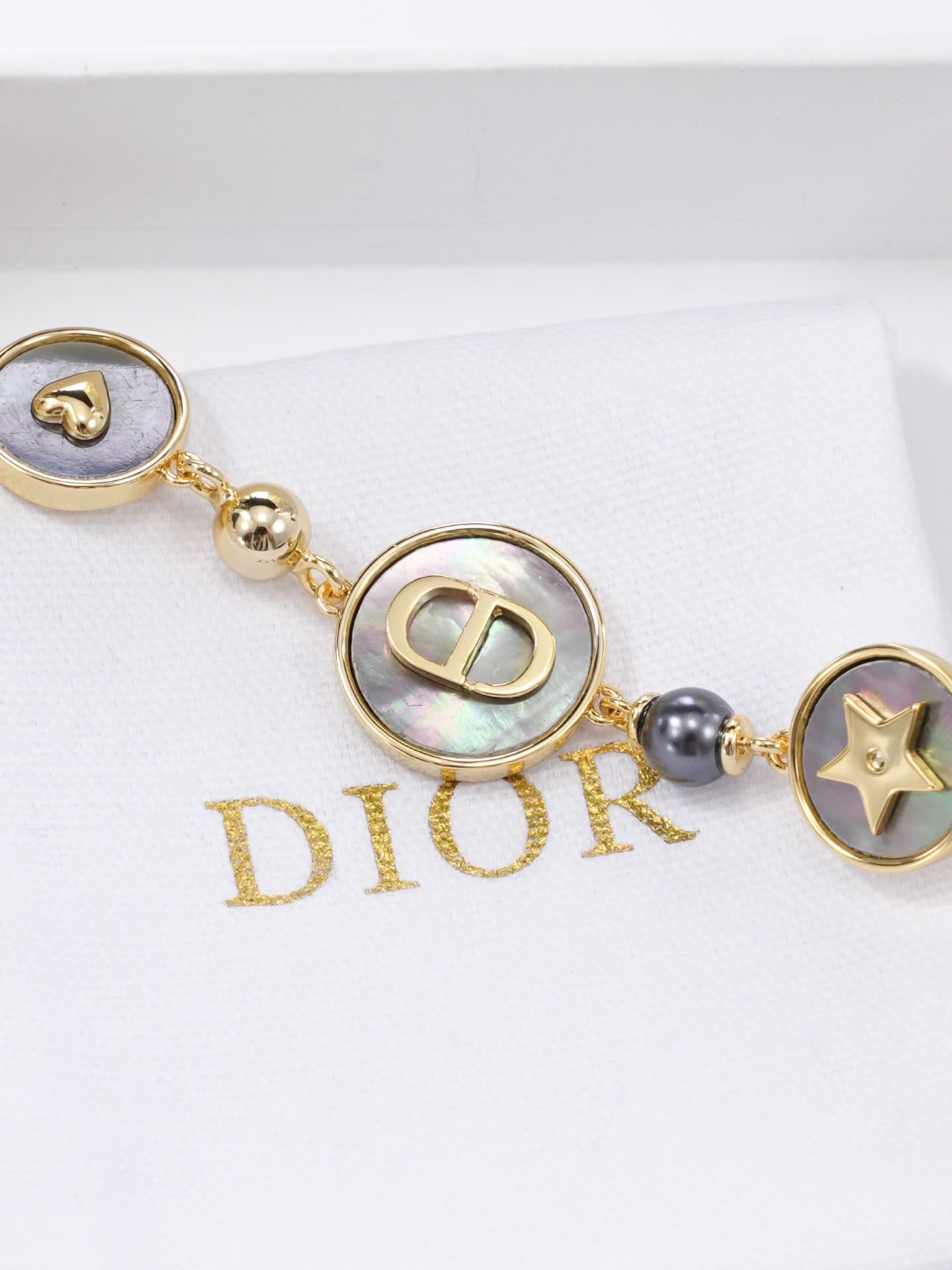 Dior Gold-Tone Bracelet with Pearls and Charms