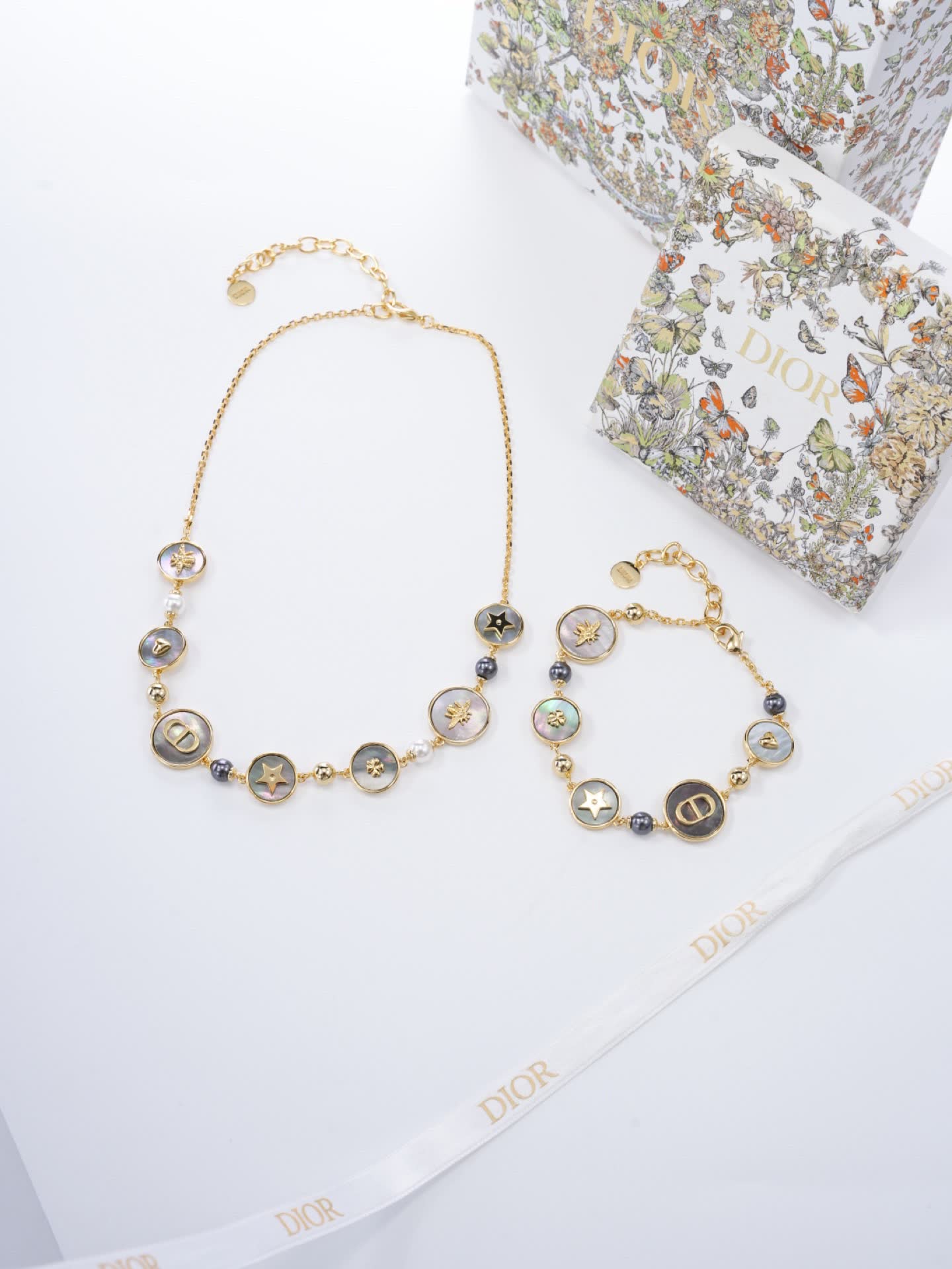 Dior Gold-Tone Bracelet with Pearls and Charms