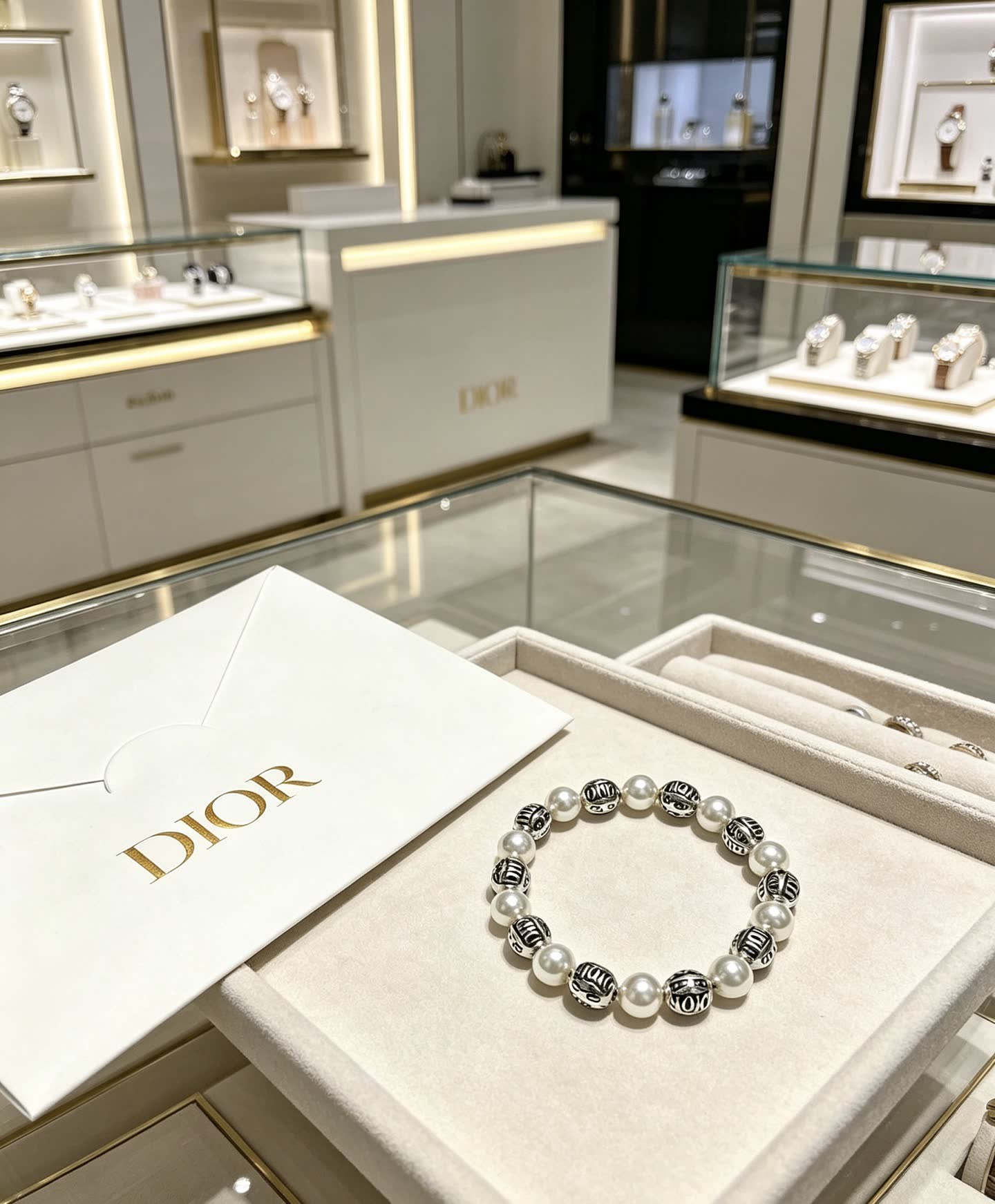 Dior Pearl and Metal Bead Bracelet