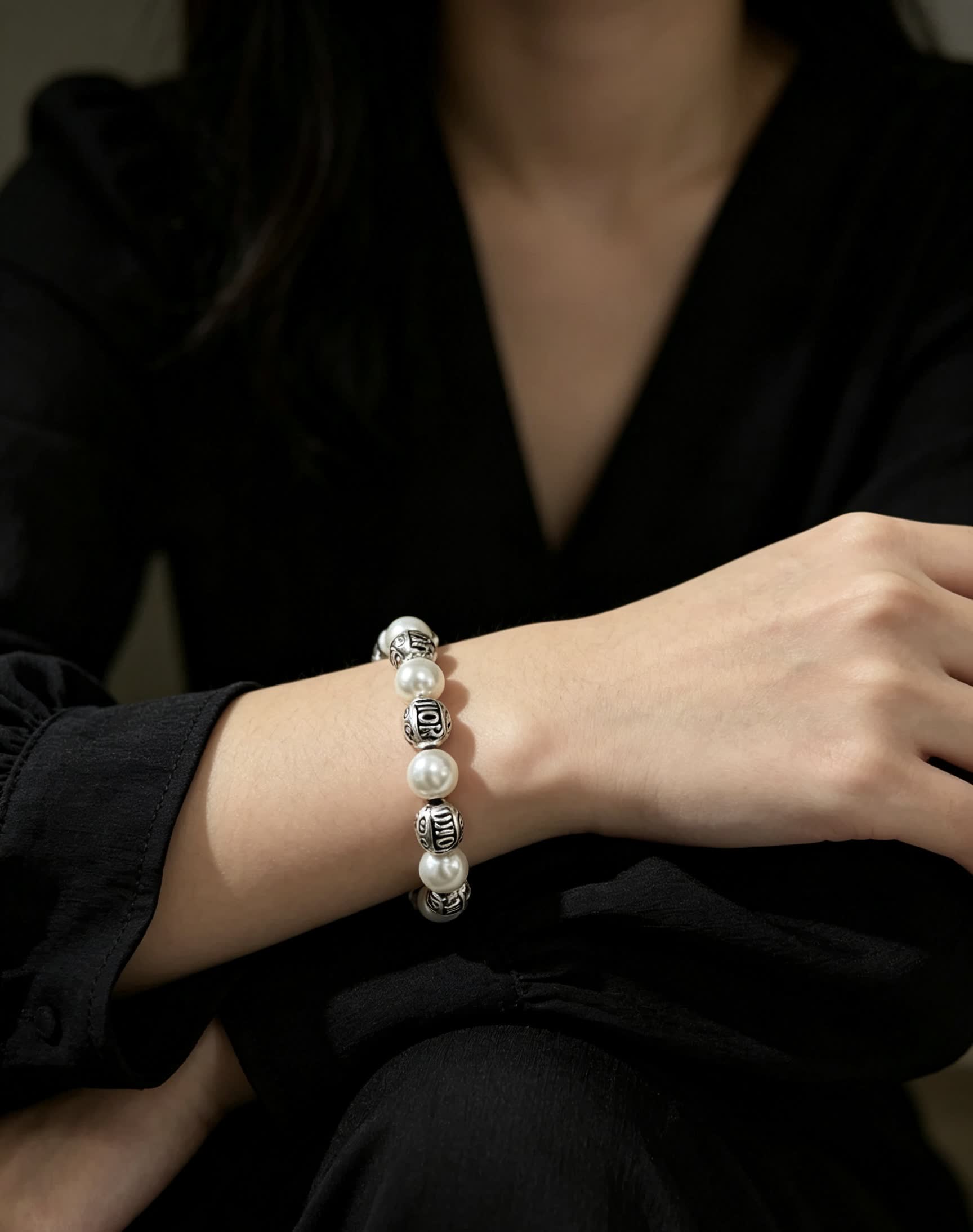 Dior Pearl and Metal Bead Bracelet