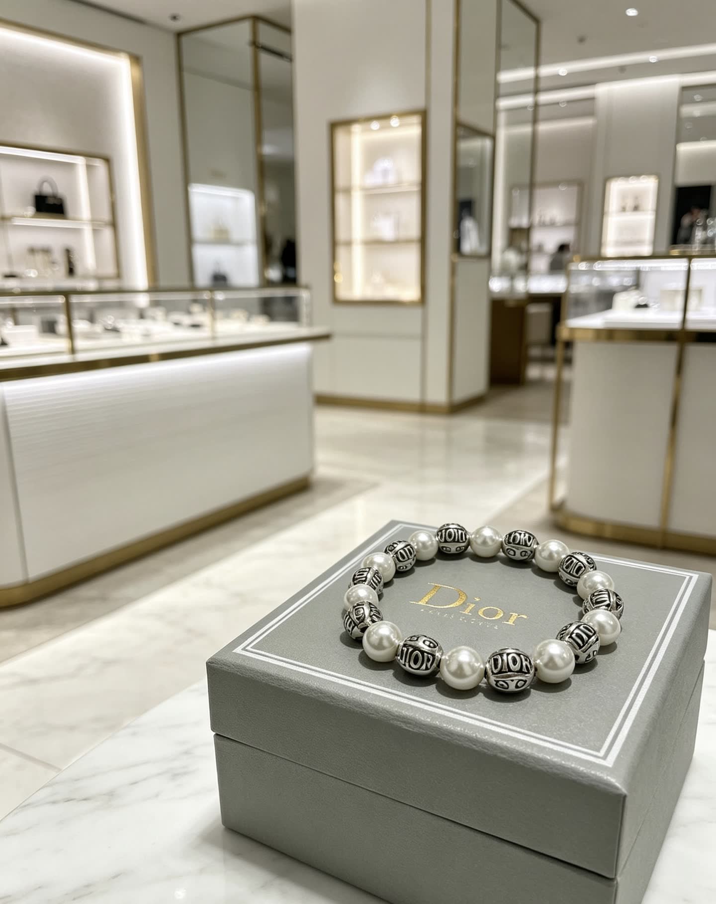 Dior Pearl and Metal Bead Bracelet