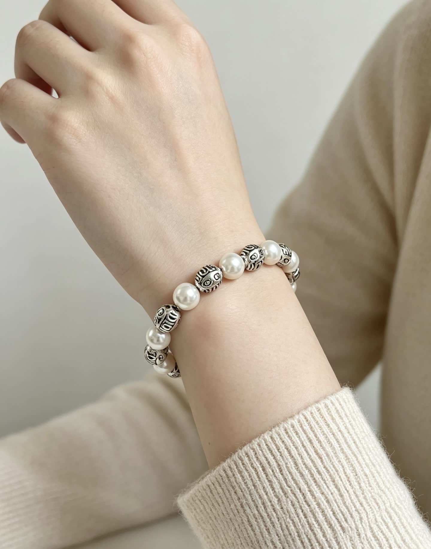 Dior Pearl and Metal Bead Bracelet