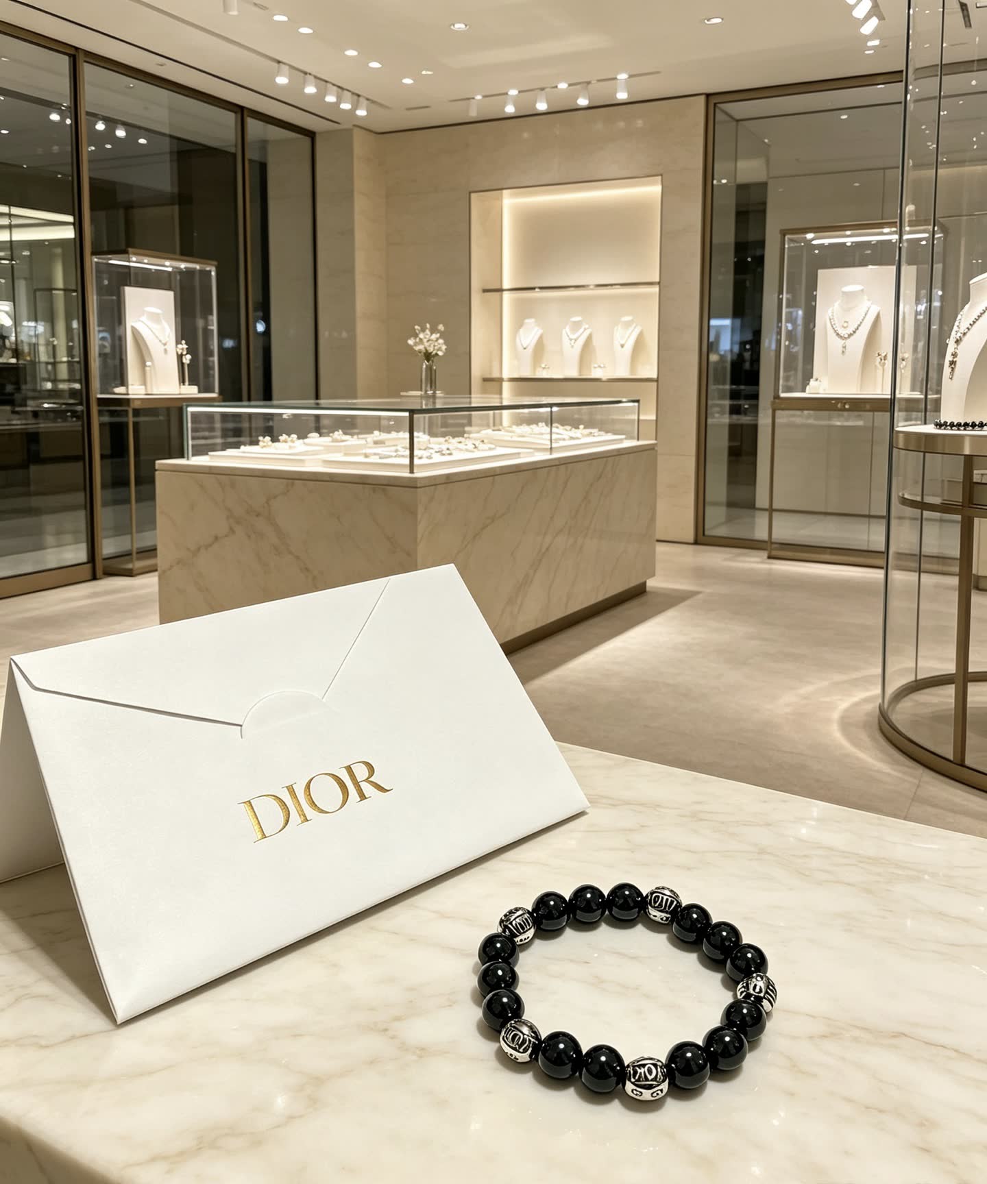 Dior Black Beaded Bracelet