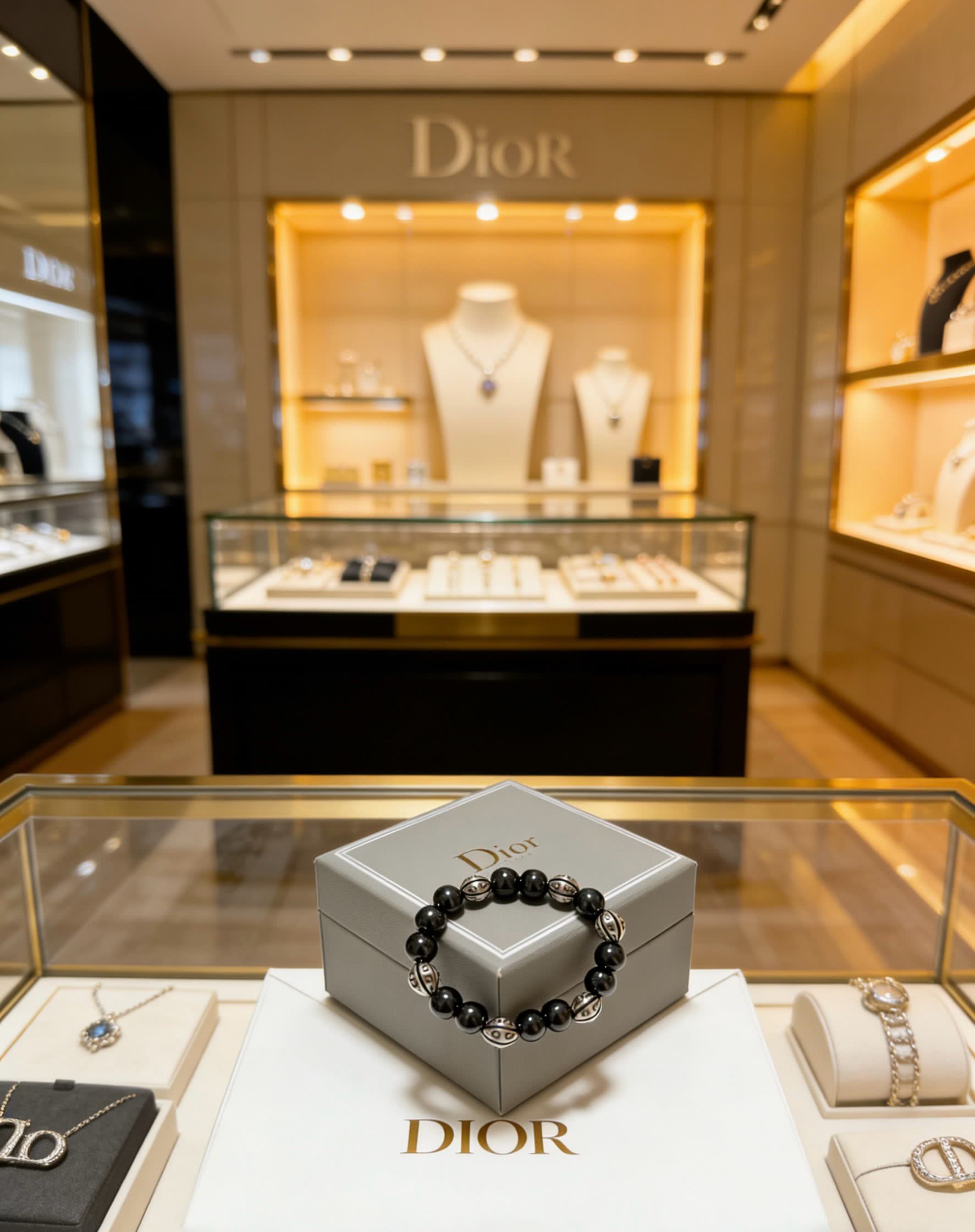 Dior Black Beaded Bracelet