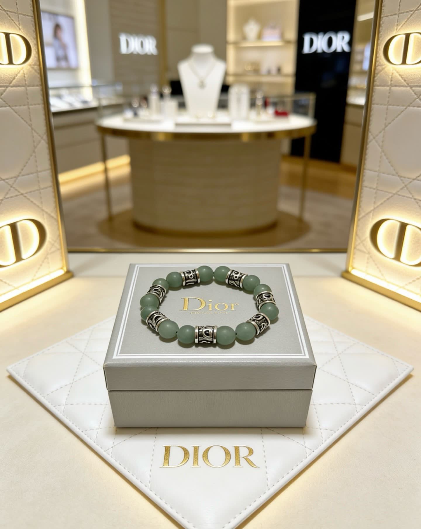 Dior Green Beaded Bracelet