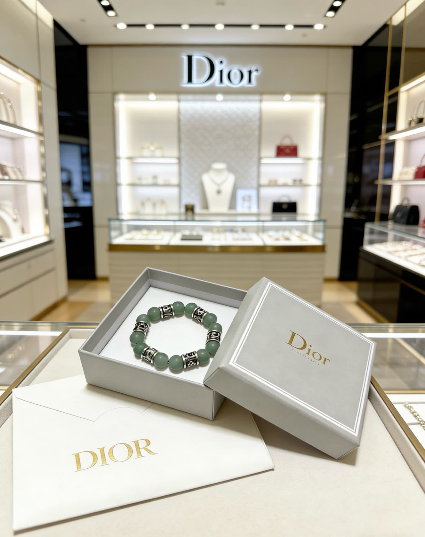 Dior Green Beaded Bracelet